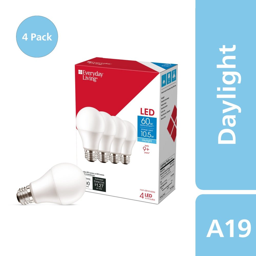 Everyday Living® 10.5 - Watt (60 - Watt) A19 Daylight LED Light Bulbs - Stu's Home Improvement Outlet