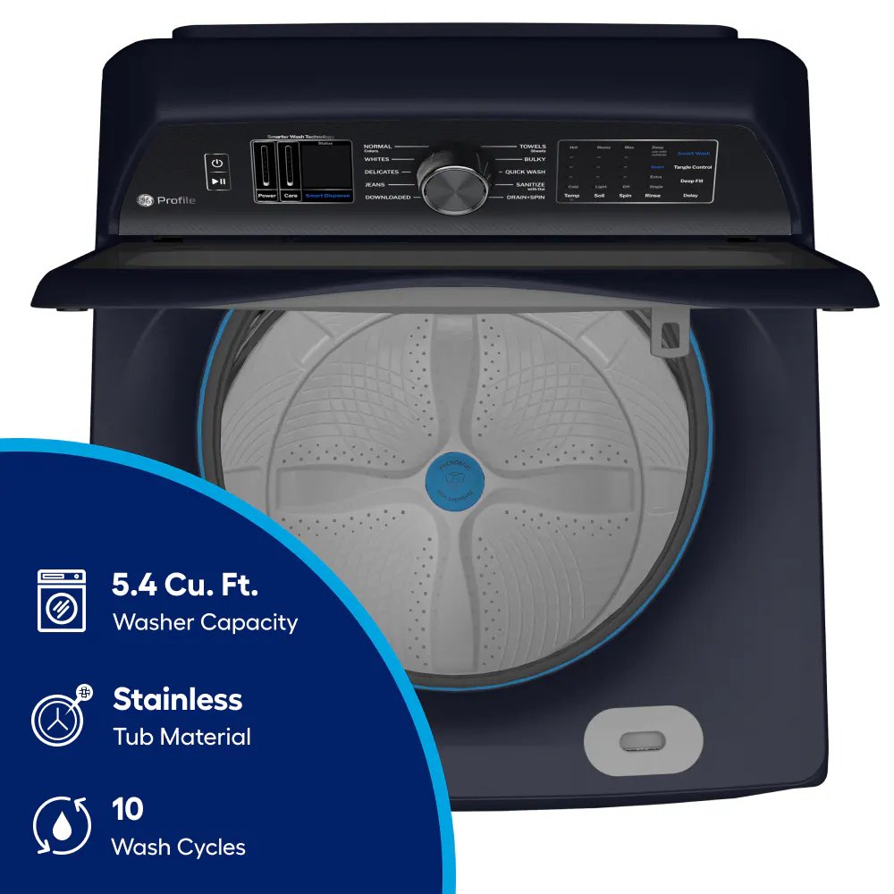 GE Profile High Efficiency Impeller Extra Large ( 5.4-cu ft ) Top-Load Washer ( Sapphire Blue )