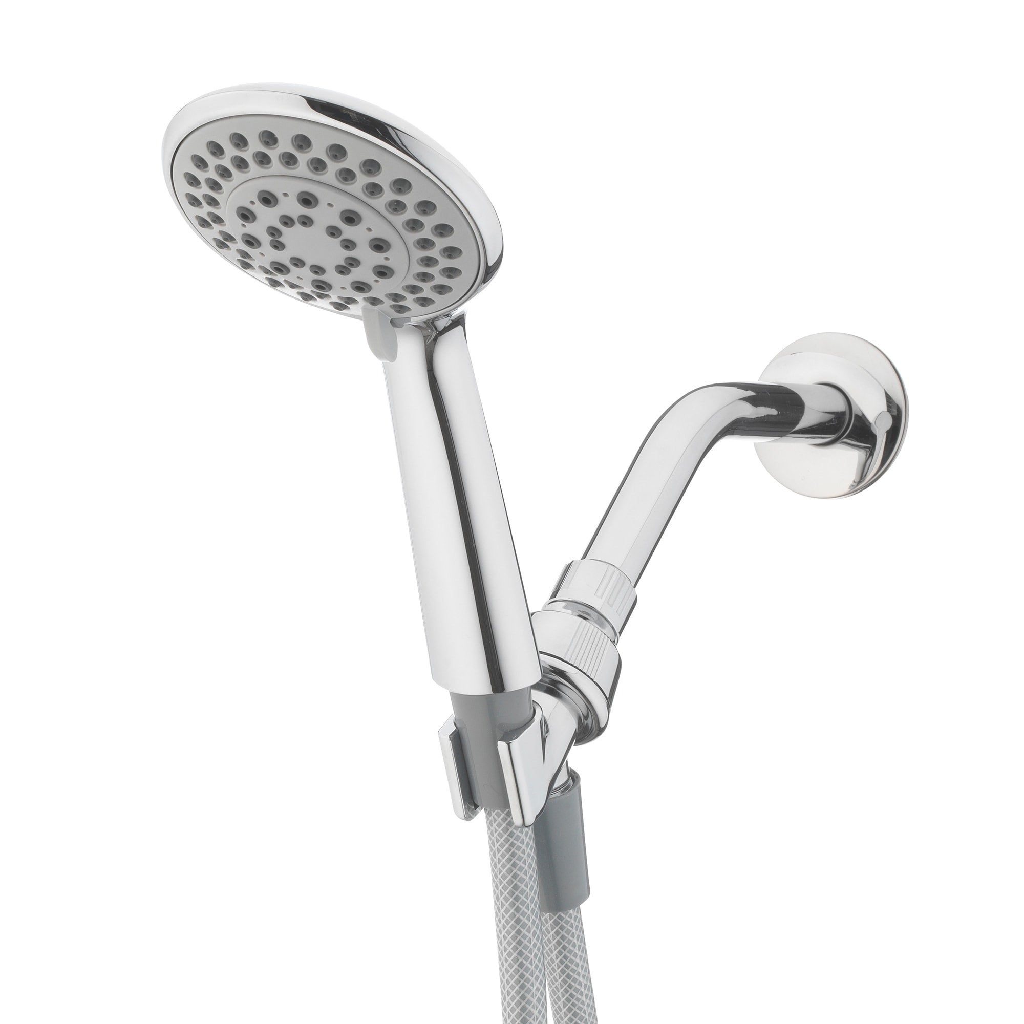 Project Source 5-Settings Chrome 3.75-in Round Handheld Shower Head 1.8 GPM