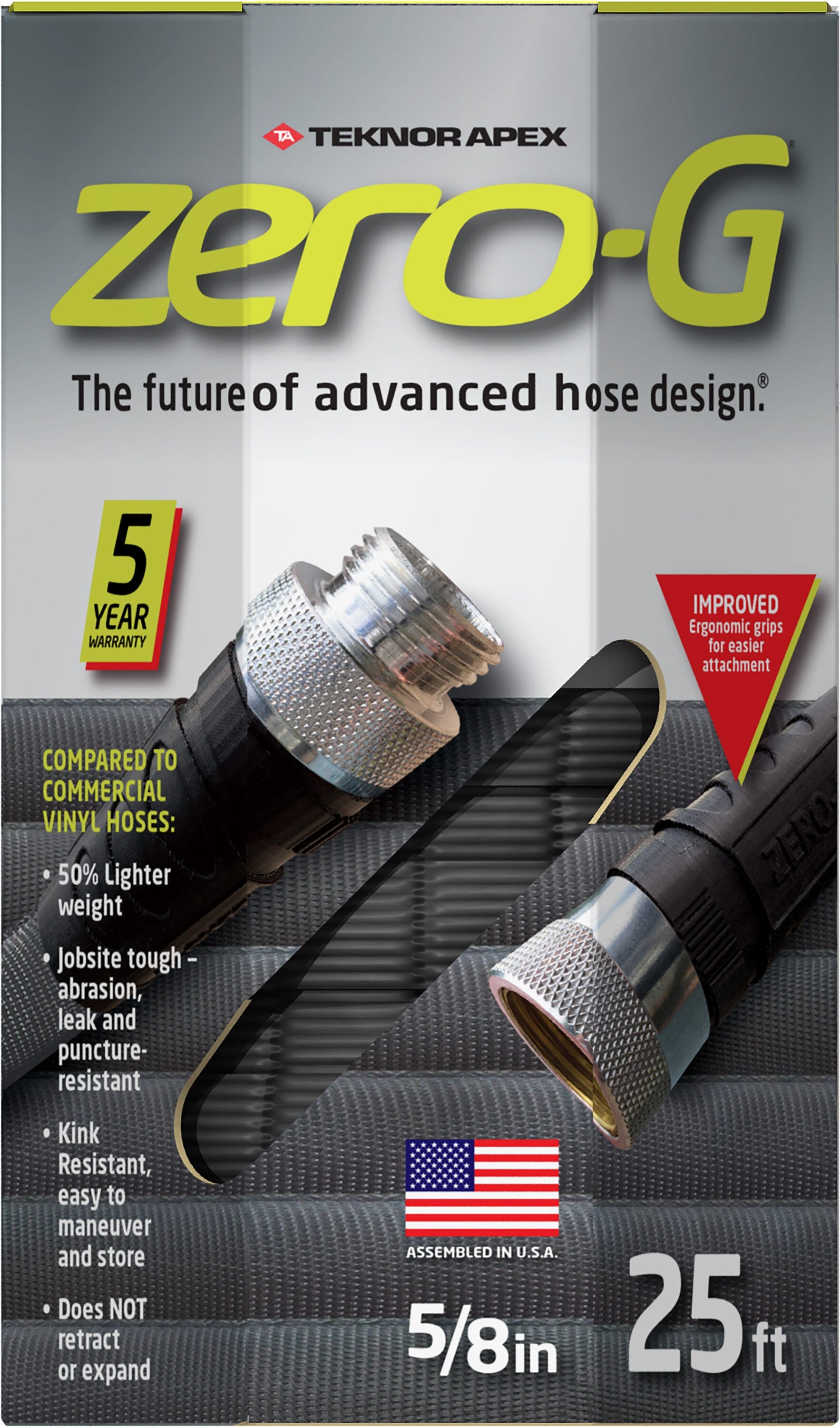 Zero-G Teknor Apex 5/8-in x 25-ft Premium-Duty Kink Free Woven Gray Hose