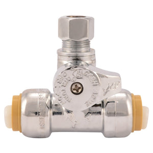 SharkBite 1/2 - in Push - to - connect x 3/8 - in OD Compression Brass Quarter turn Stop Supply - Stu's Home Improvement Outlet