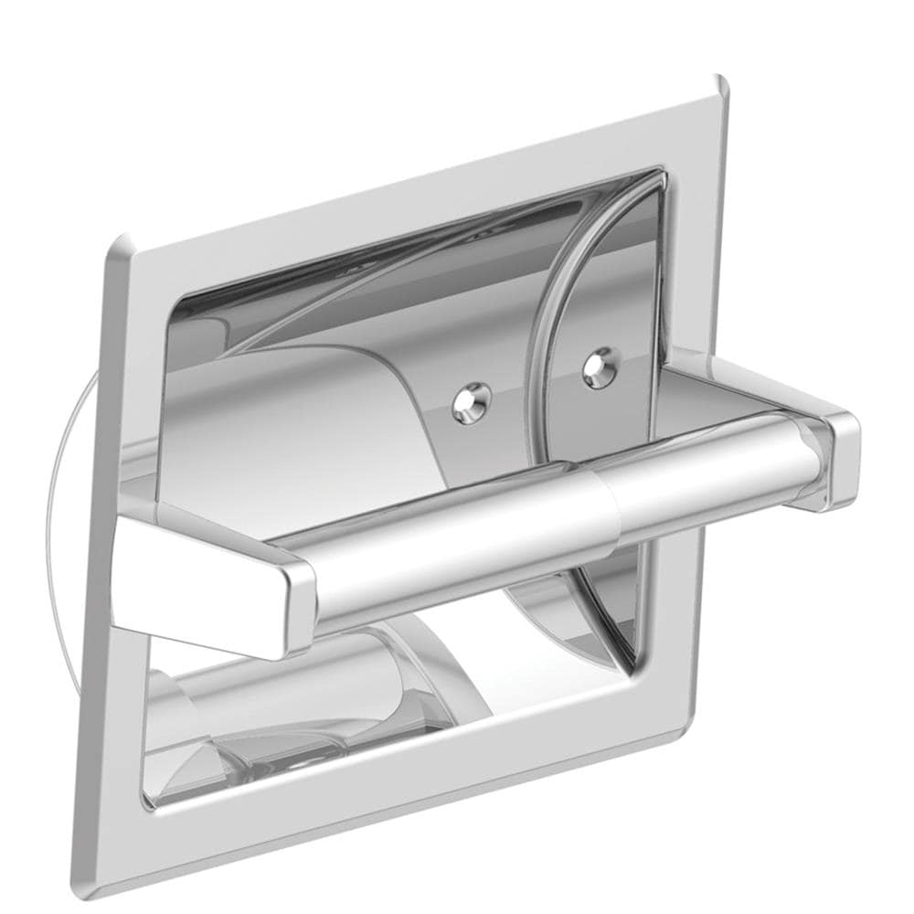 Project Source Seton Chrome Recessed Spring-loaded Toilet Paper Holder