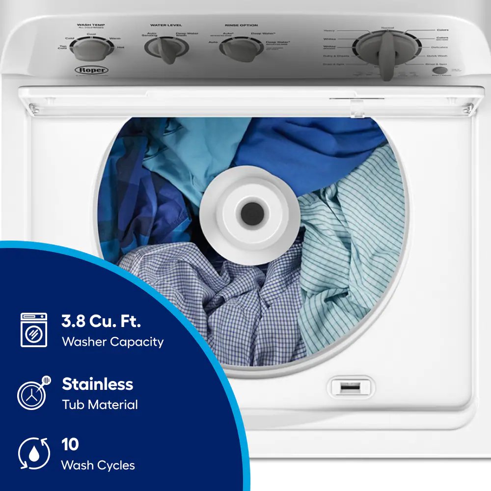 Roper by Whirlpool High Efficiency Agitator Large ( 3.8-cu ft ) Top-Load Washer ( White )