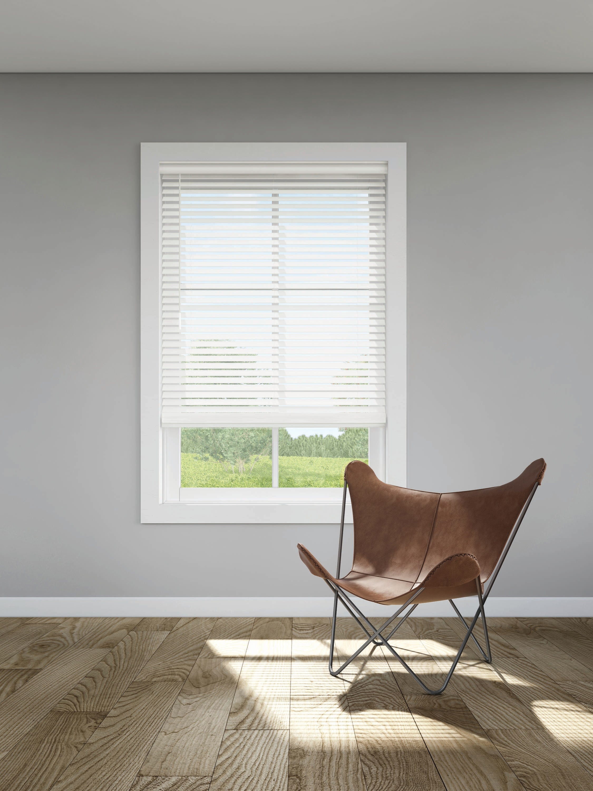 LEVOLOR Trim+Go 2-in Slat Width 39-in x 64-in Cordless White Faux Wood Room Darkening Horizontal Blinds
