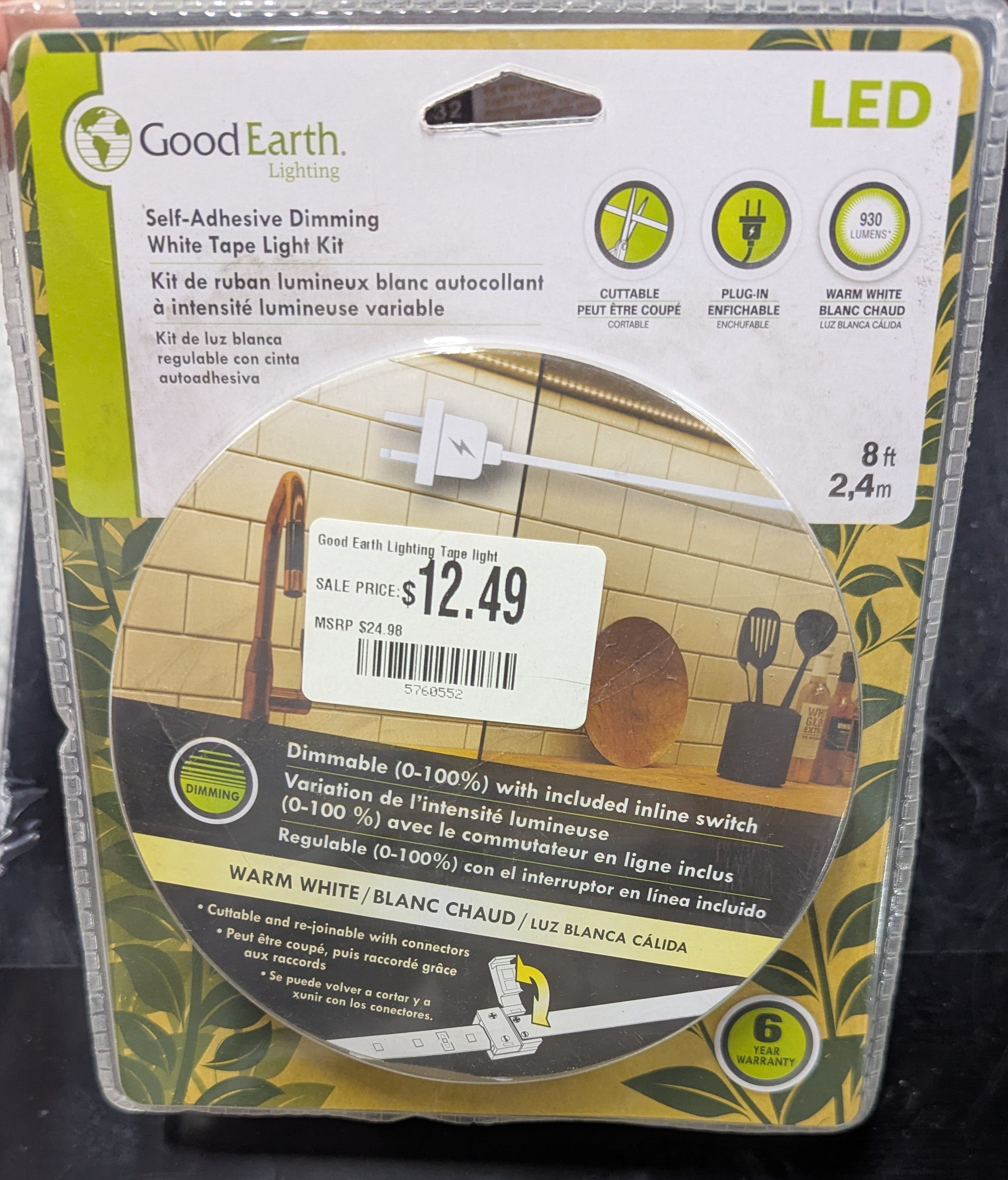 Good Earth Lighting Tape light 96-in Plug-in Tape Under Cabinet Lights