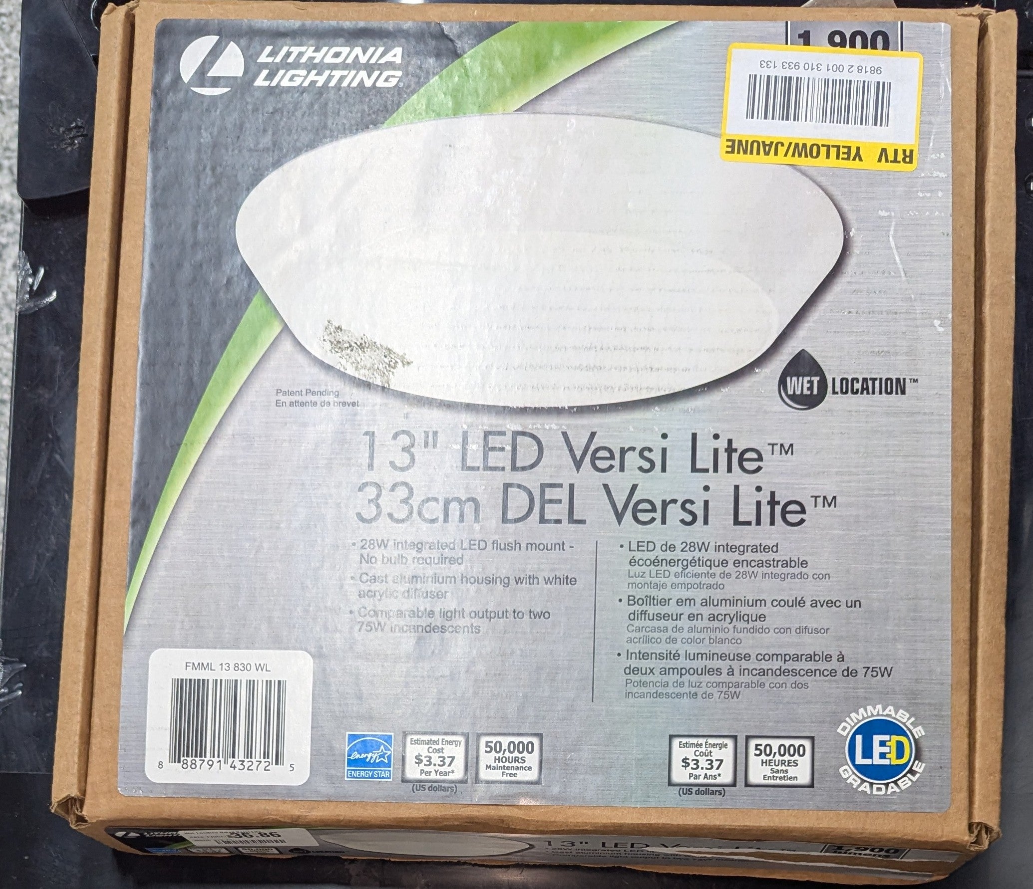 Wet Location Rated Versi Lite 28-Watt Textured White Integrated LED Flushmount