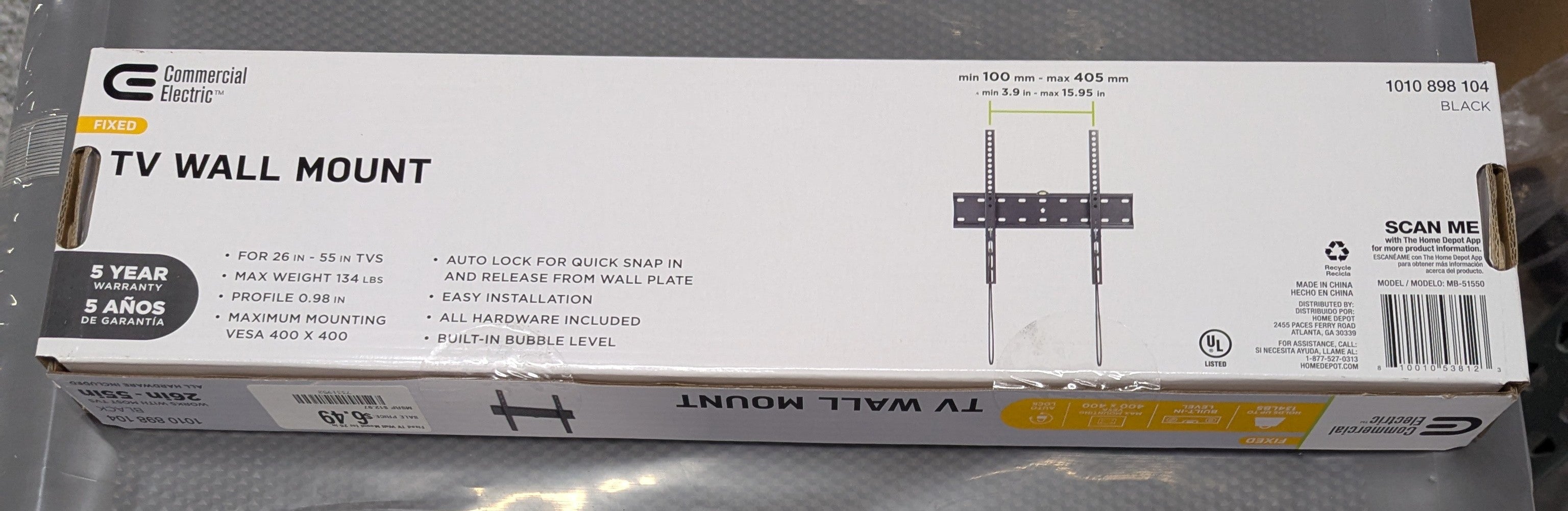 Fixed TV Wall Mount for 26 in. to 55 in. TVs