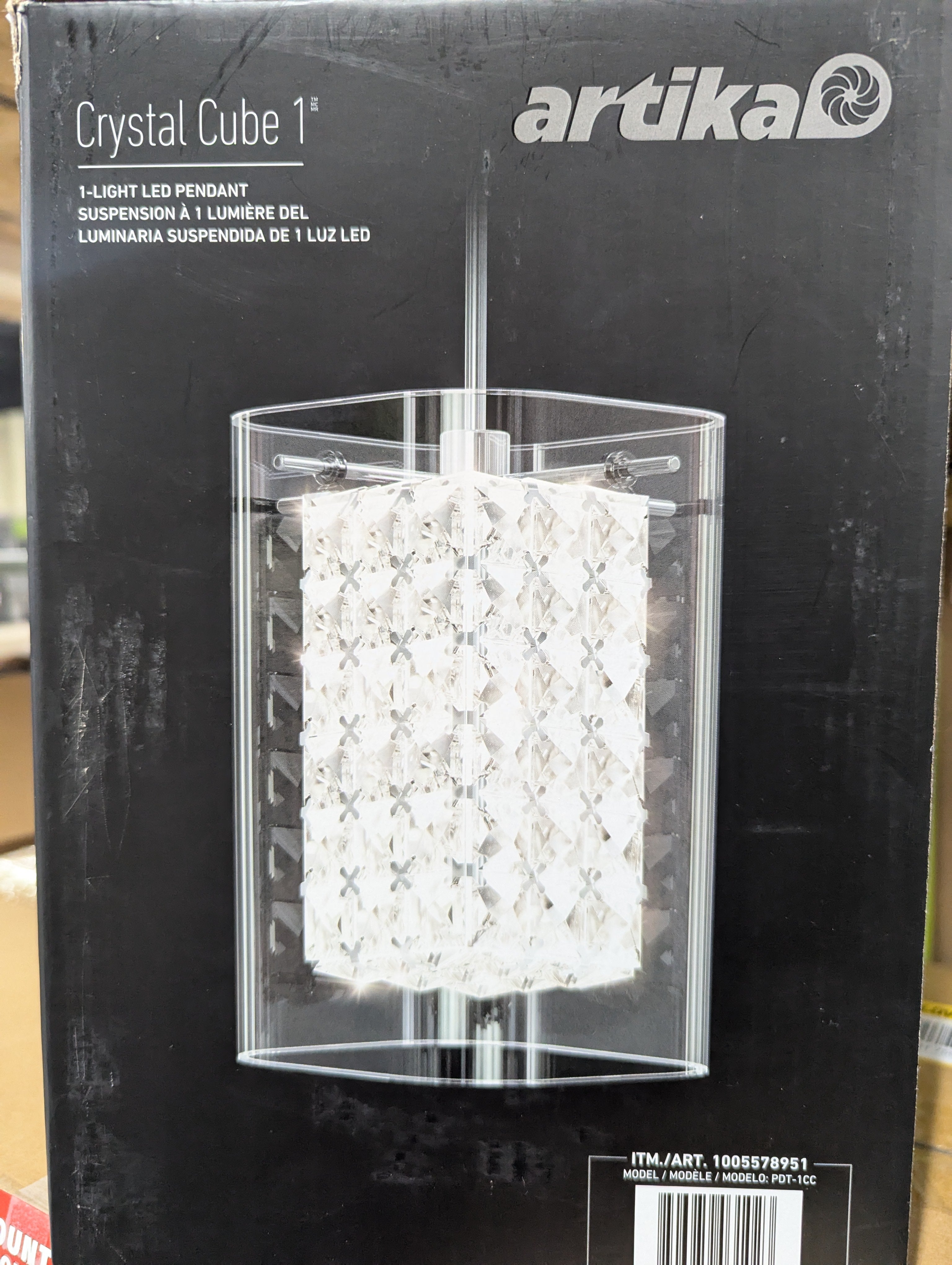 Crystal Cube 5.5-Watt 1 Light Chrome Modern Integrated LED Mini Pendant Light Fixture for Kitchen Island