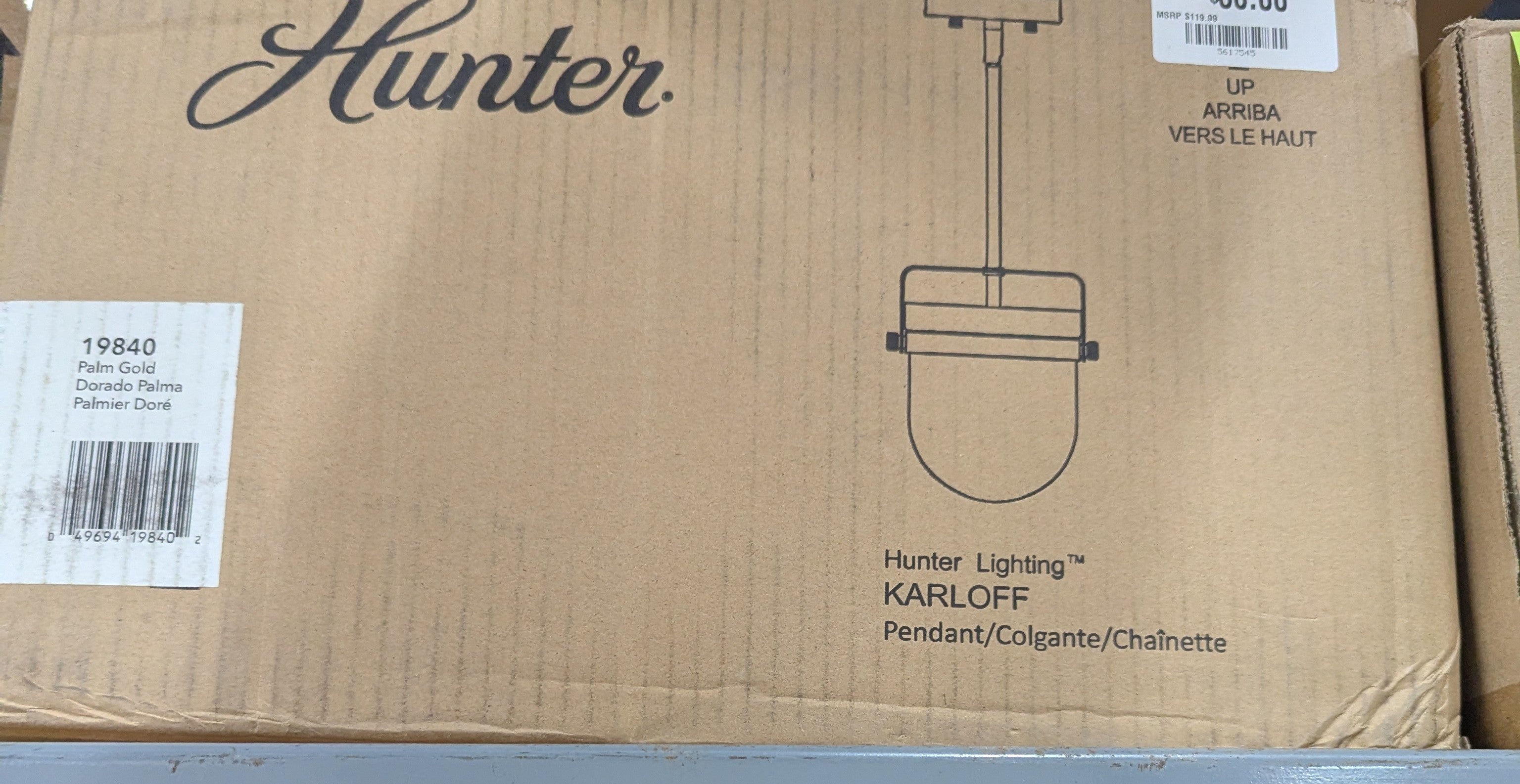 Hunter Karloff Alturas Gold Transitional Clear Glass Bell LED Mini Hanging Pendant Light