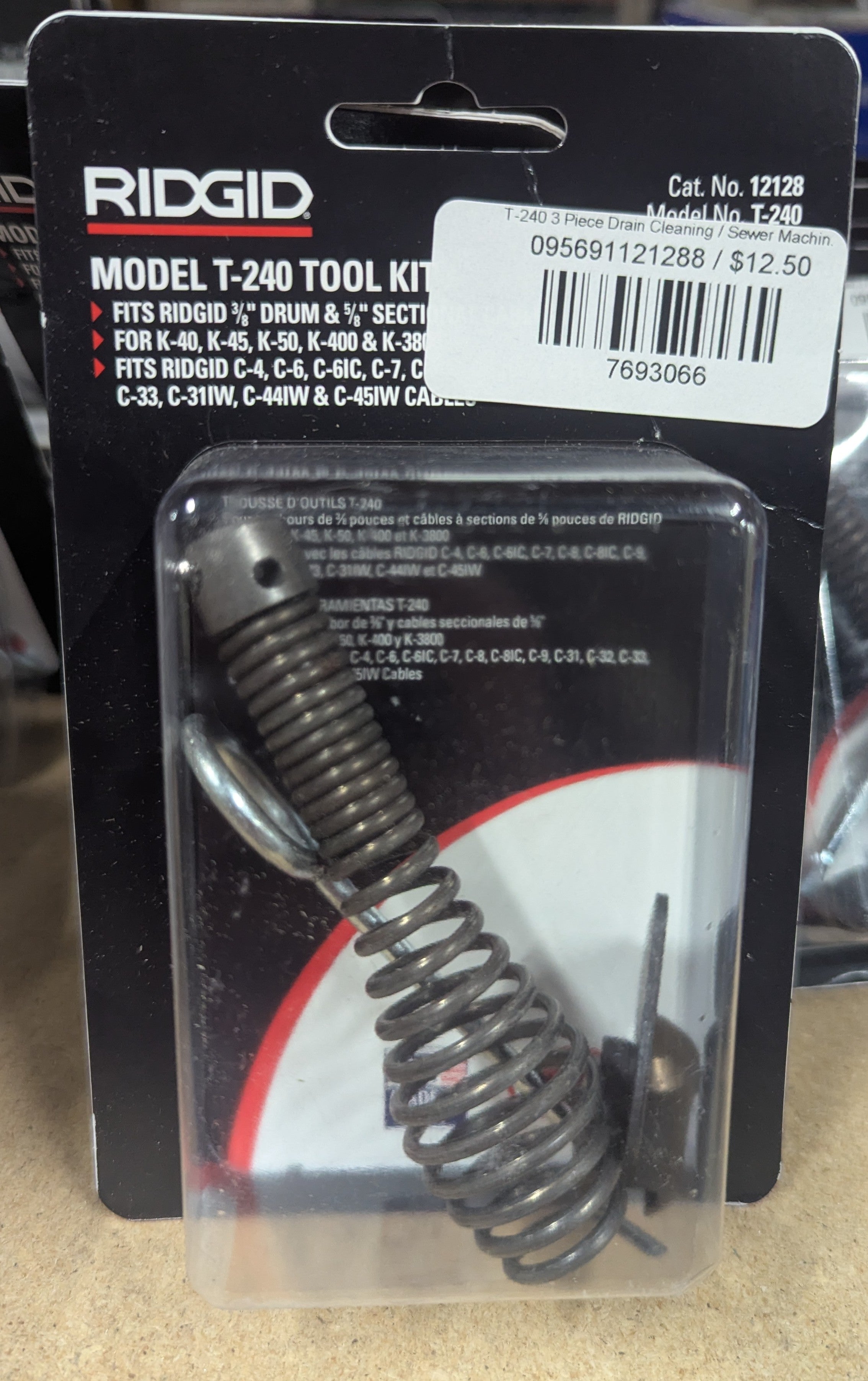 T-240 3 Piece Drain Cleaning / Sewer Machine Cable Attachment Set Includes T-202 Bulb Auger, T-211 Spade + A-13 Pin Key