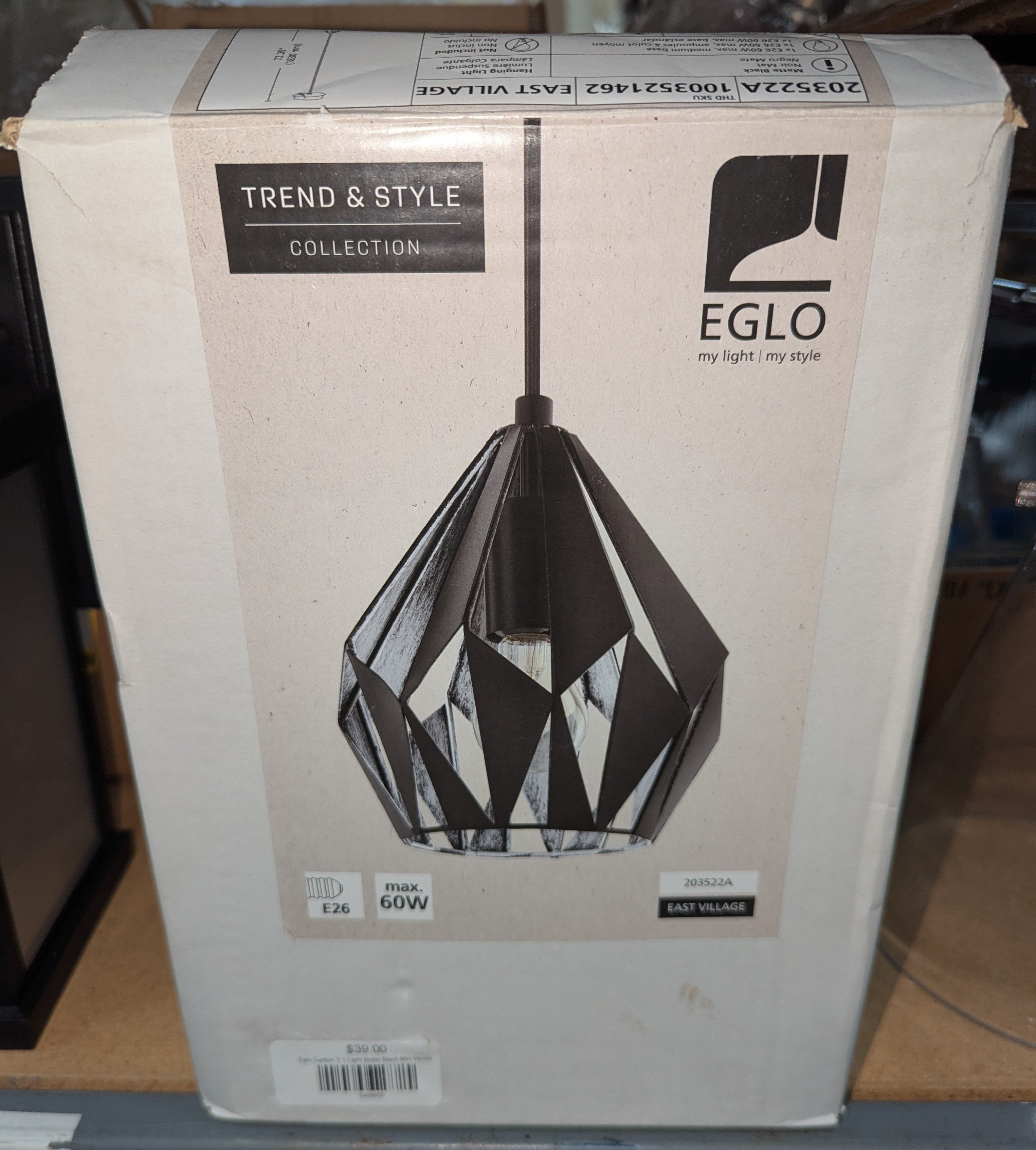 Eglo Carlton 3 1-Light Matte Black Mini Pendant