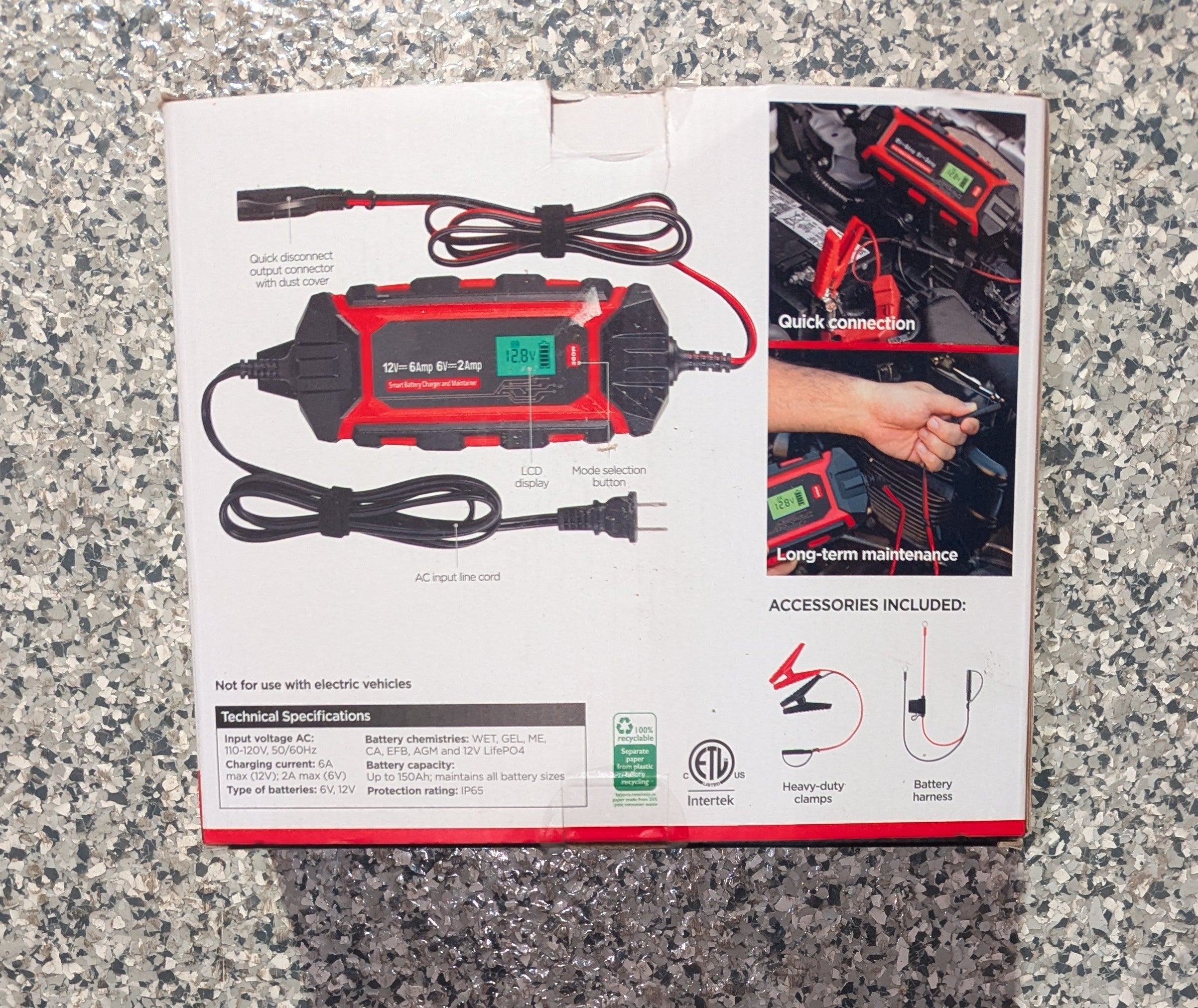 UltraPro Elite Smart Battery Charger and Maintainer, 6V/12V, 6A