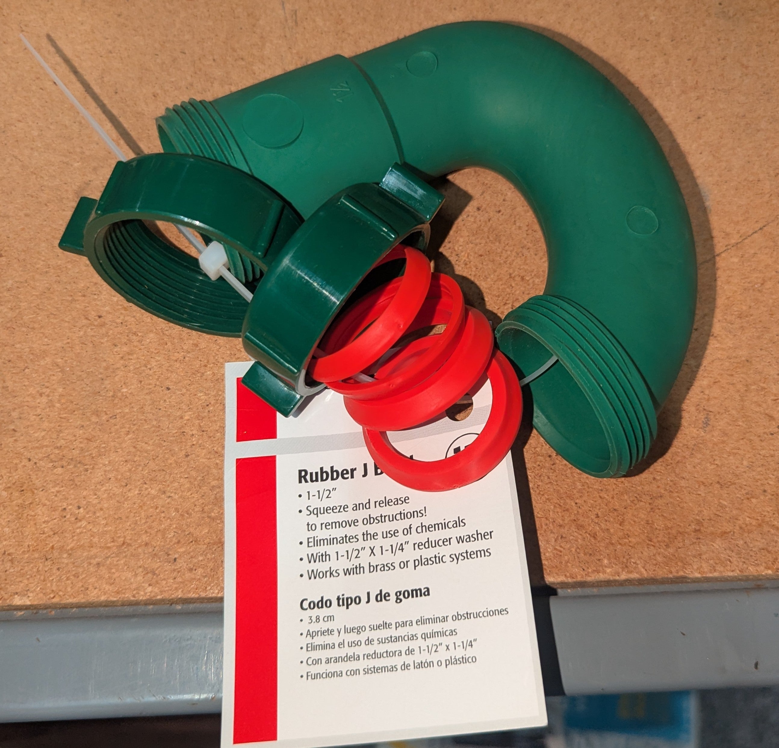 1-1/2 in. x 1-1/2 in. Rubber Squeeze Clean J-Bend with 1/4 Reduction Washer