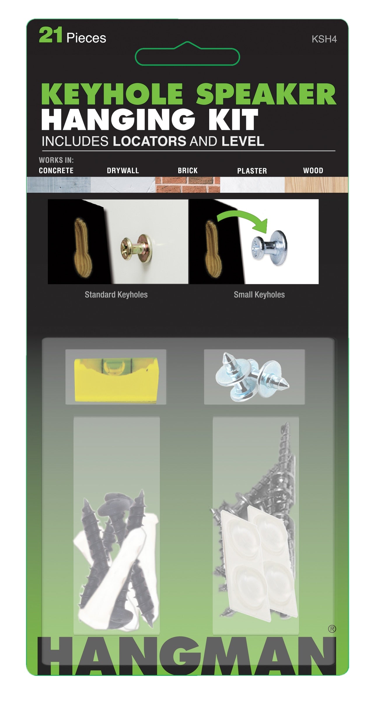 Hangman Key Hole Fixed Indoor Wall Keyhole speaker hanging kit Fits ( Hardware Included )