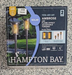 Ambrose Solar 6 Lumens Matte Black Integrated LED Flicker Flame Torch Path Light with Adjustable Height (2 - Pack) - Stu's Home Improvement Outlet