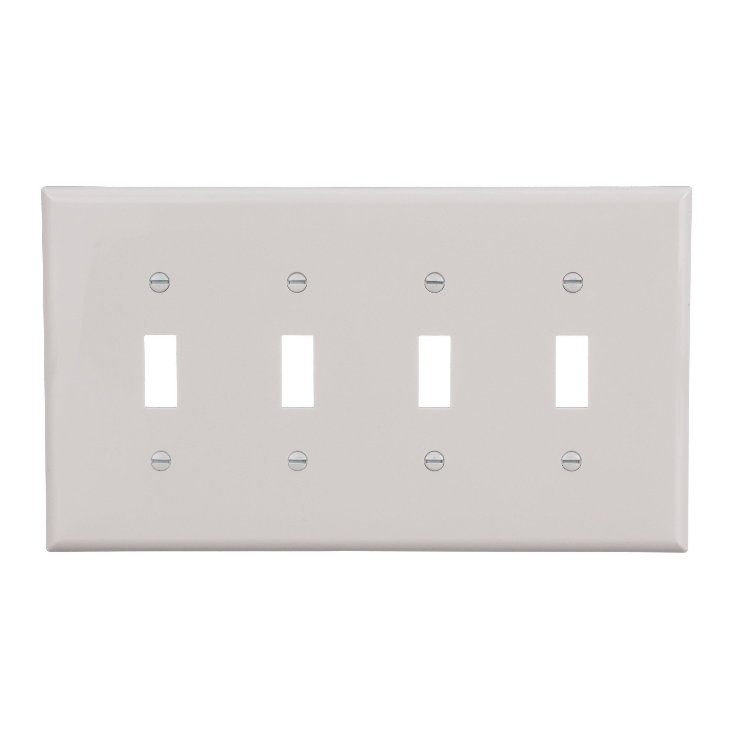 Eaton 4-Gang Midsize White Polycarbonate Indoor Toggle Wall Plate
