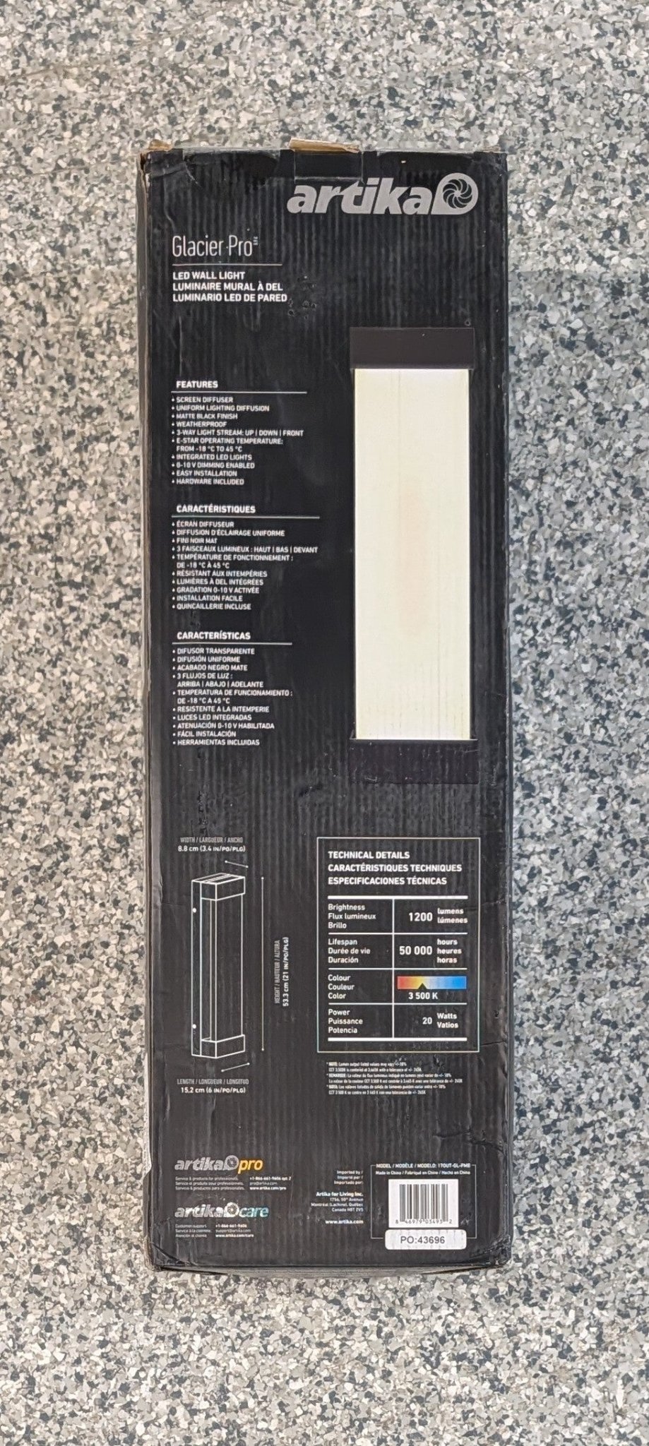 Glacier Black Modern Large Integrated LED Exterior Hardwired Garage and Porch - Light Lantern Sconce - Stu's Home Improvement Outlet