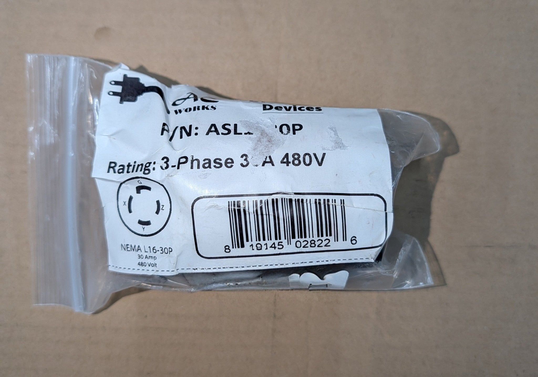 NEMA L16 - 30P 3 - Phase 30A 480 - Volt 4 - Prong Locking Male Plug with UL, C - UL Approval - Stu's Home Improvement Outlet