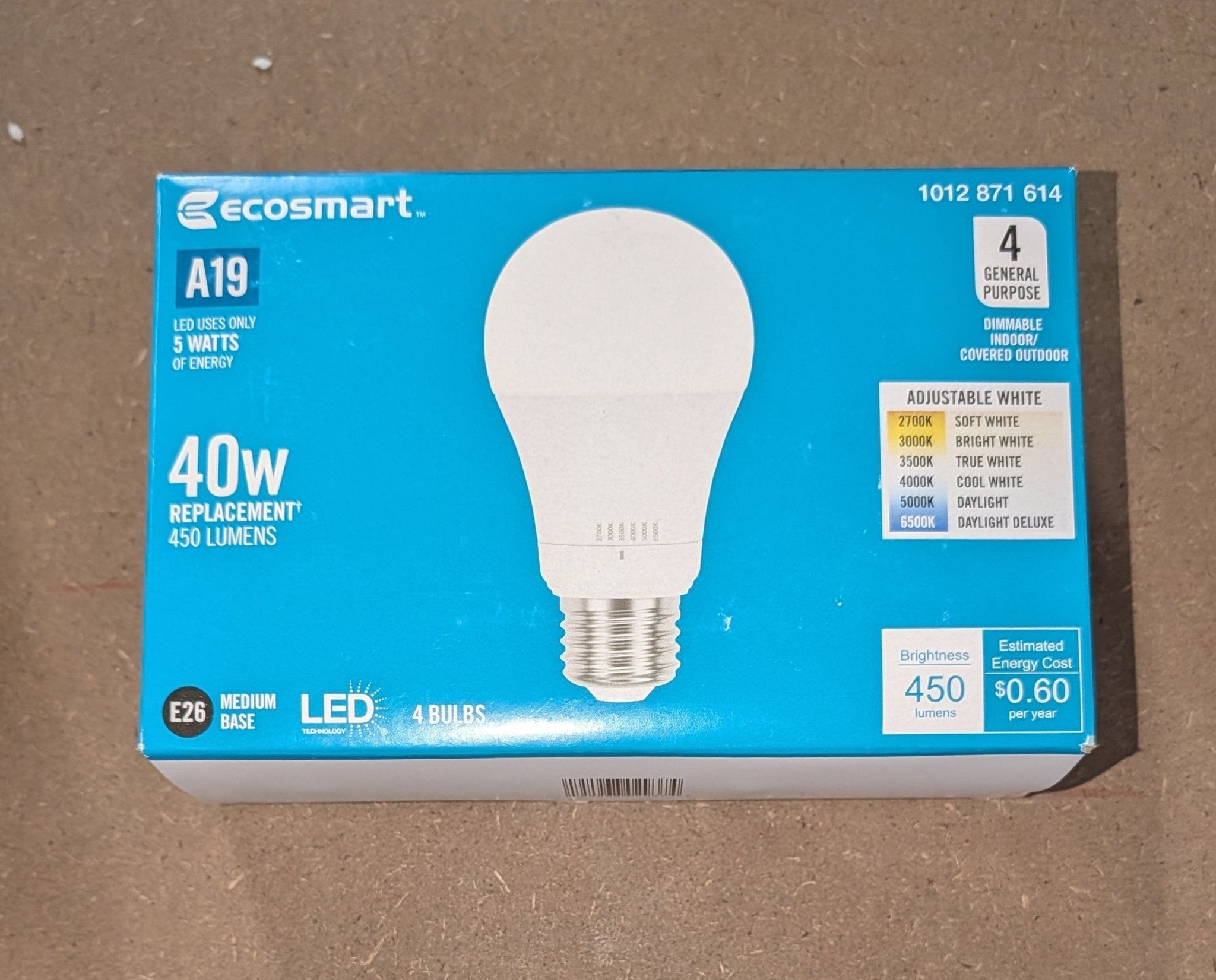 40 - Watt Equivalent A19 Dimmable LED Light Bulb with Selectable Color Temperature (4 - Pack) - Stu's Home Improvement Outlet