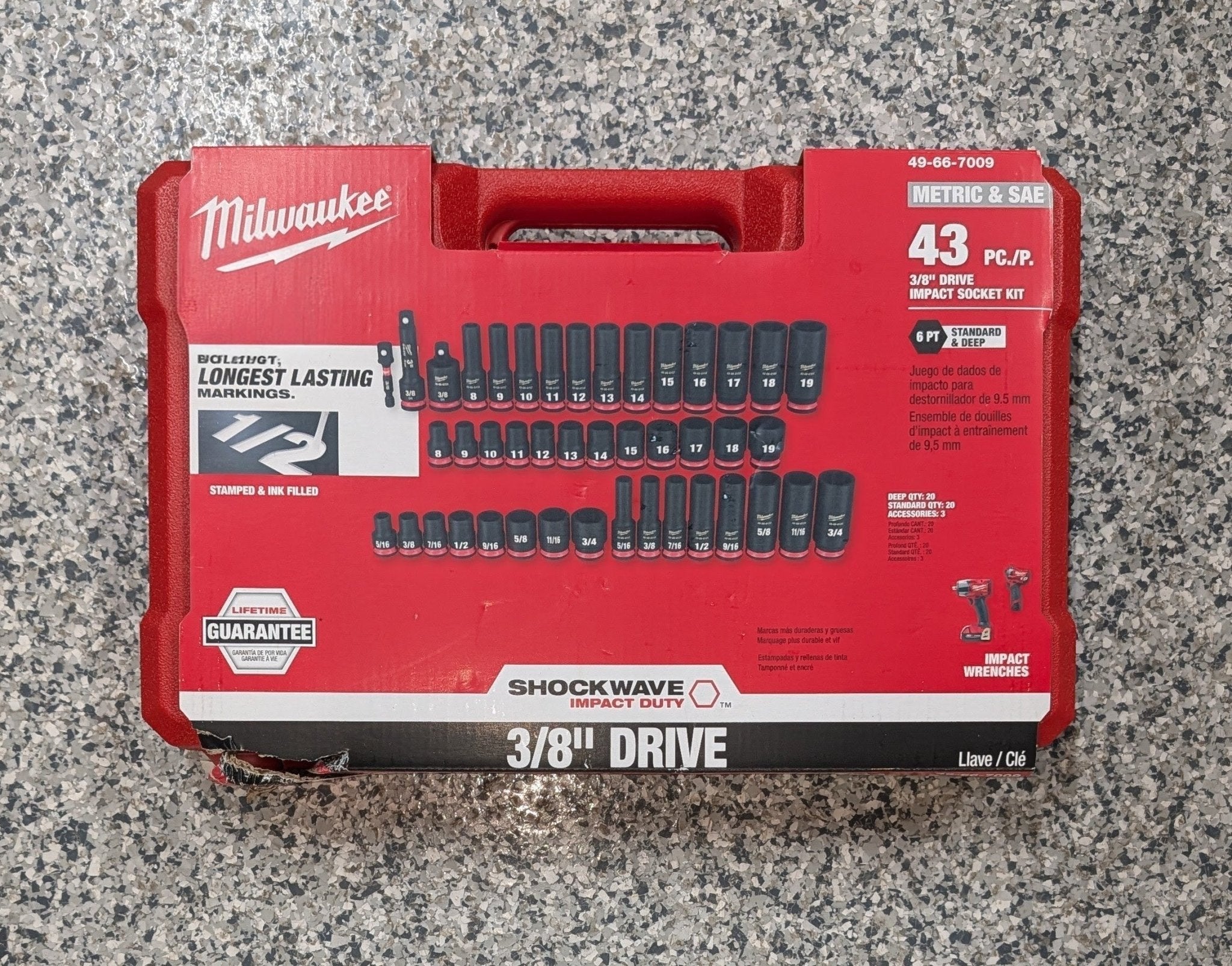 SHOCKWAVE 3/8 in. Drive SAE and Metric 6 Point Impact Socket Set (43 - Piece) - Stu's Home Improvement Outlet