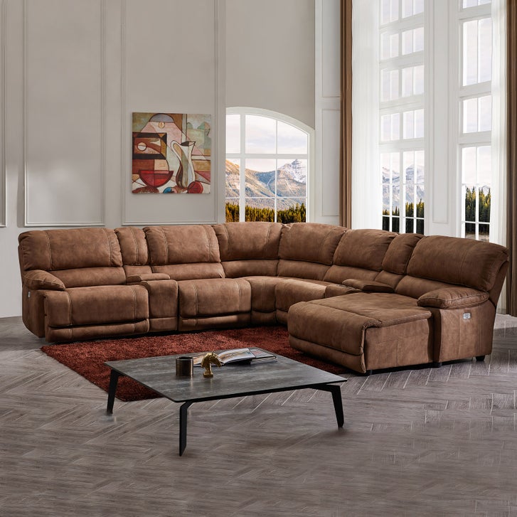 Petaluma Fabric Power Reclining Sectional with Chaise