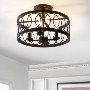 JONATHAN Y Sylvain 15.5" Metal LED Semi Mount 1 - Light 15.5 - in Oil Rubbed Bronze LED Semi Flush Mount Light - Stu's Home Improvement Outlet