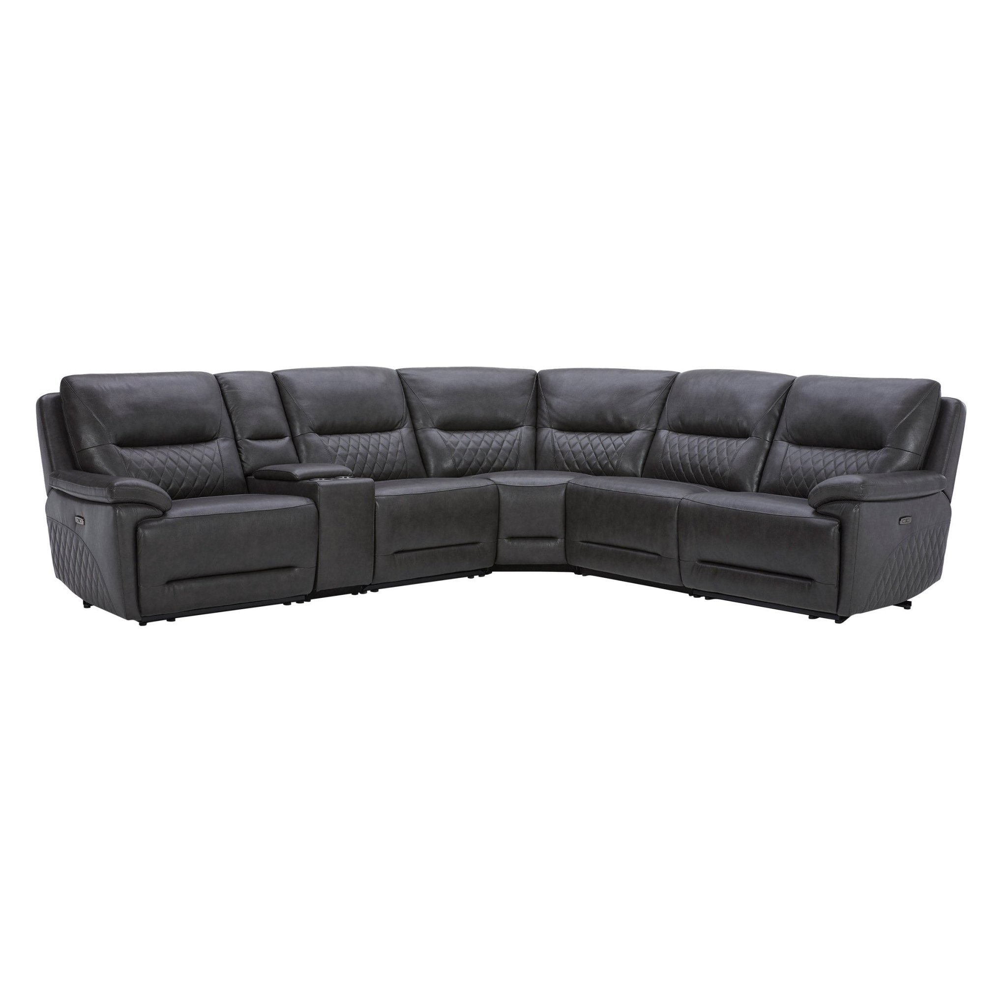 Ryerson 6 - piece Power Reclining Leather Sectional with Power Headrests - Stu's Home Improvement Outlet