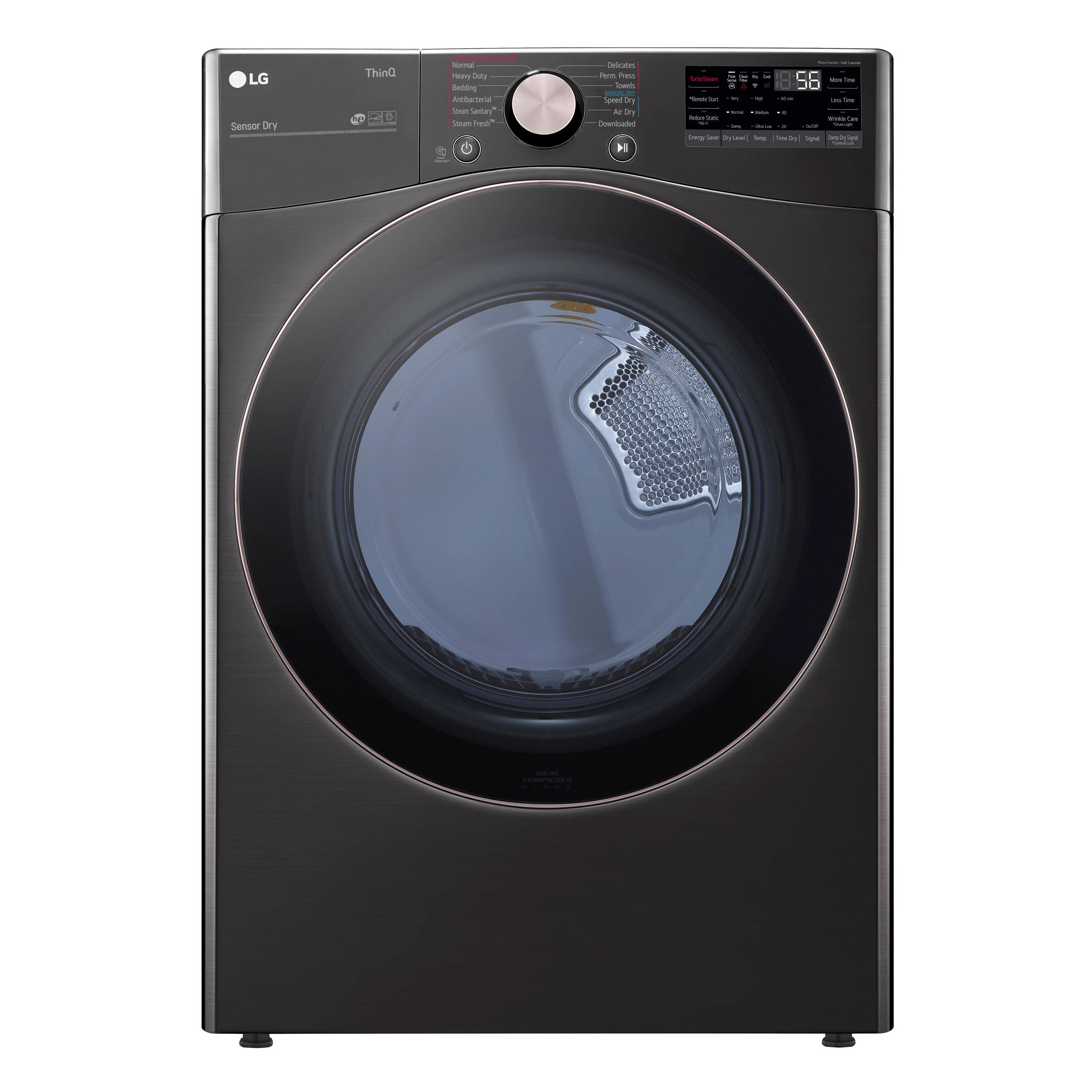 LG True Steam 7.4-cu ft Stackable Steam Cycle Vented Electric Dryer (Black Steel) ENERGY STAR (DLEX4000B)
