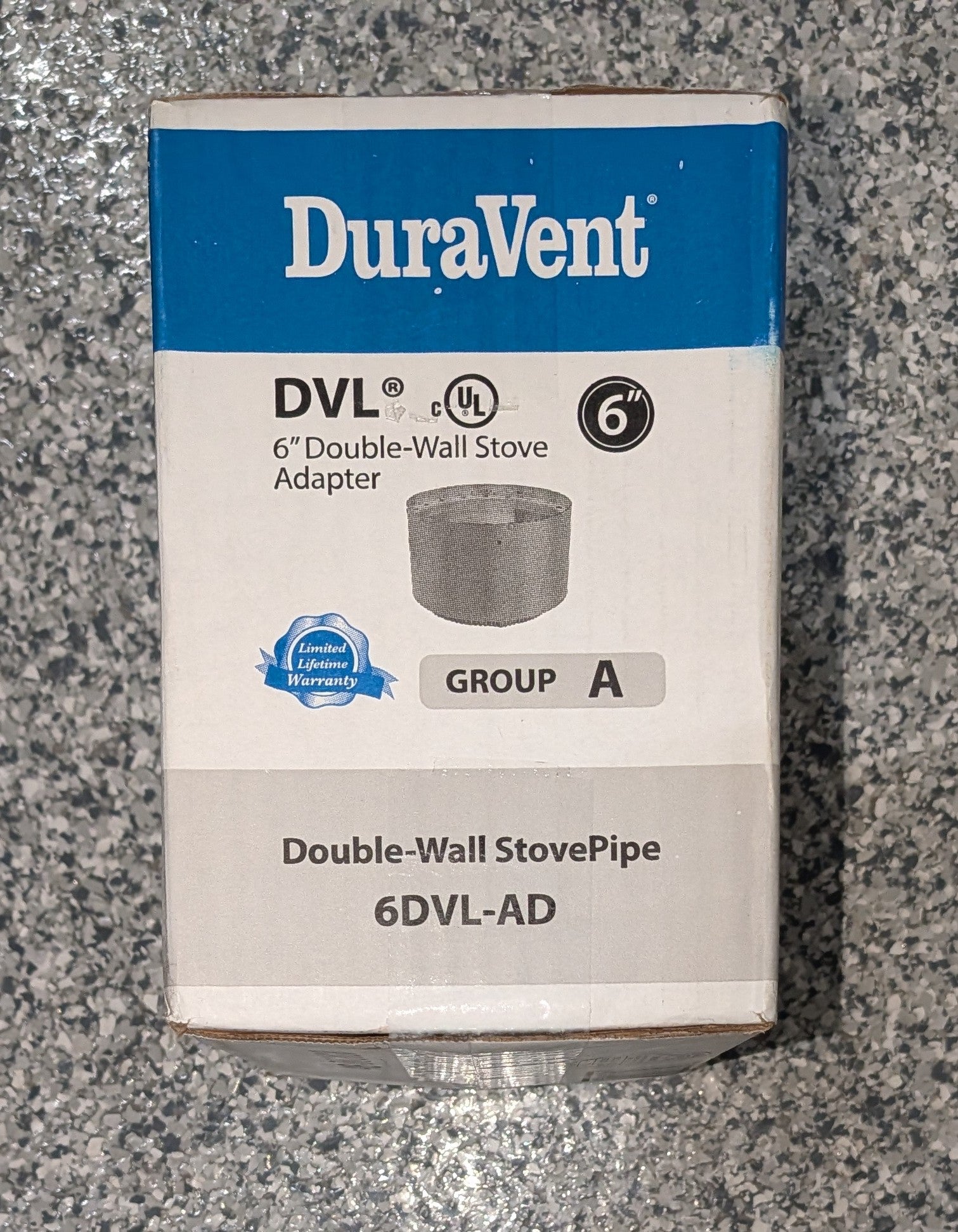 Model DVL Double Wall Stove Pipe 6in. Diameter Stovetop Adapter, No Damper