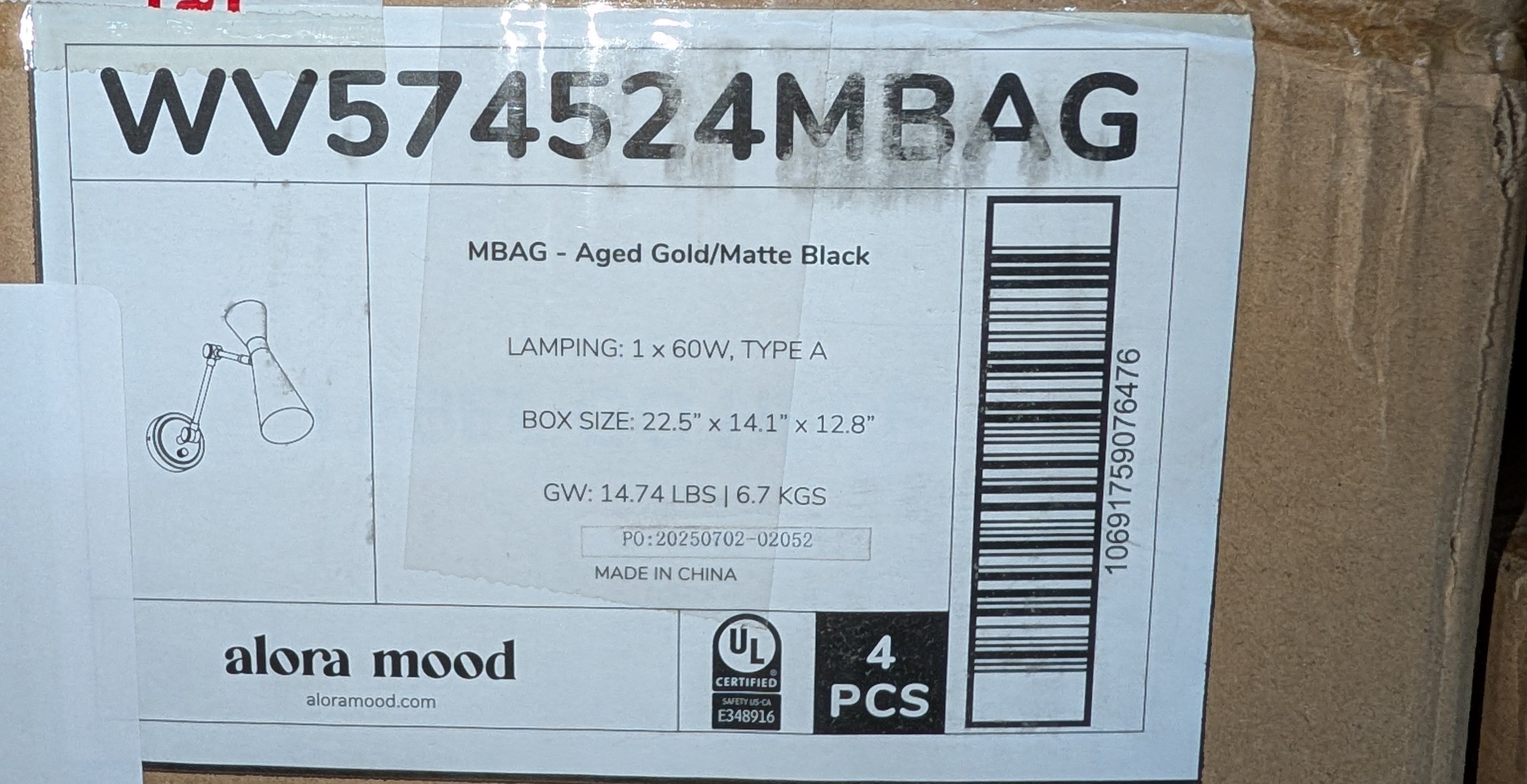 Blake 5-in 1 Light 60-Watt Aged Gold/Matte Black Vanity Light