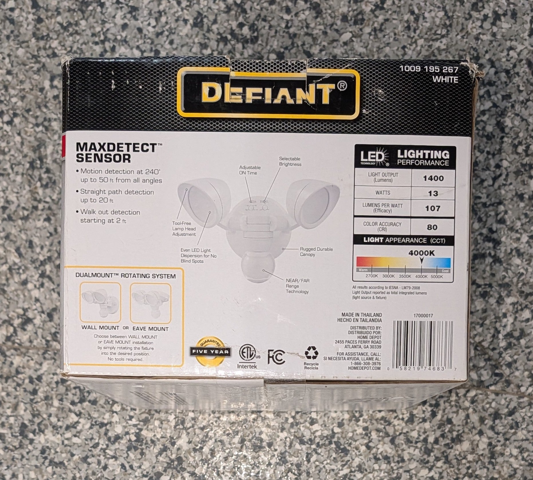 Defiant MaxDetect 240-Degree White Motion Activated Wired Outdoor 2-Head Dusk-to-Dawn LED Security Flood Light 1400 Lumens
