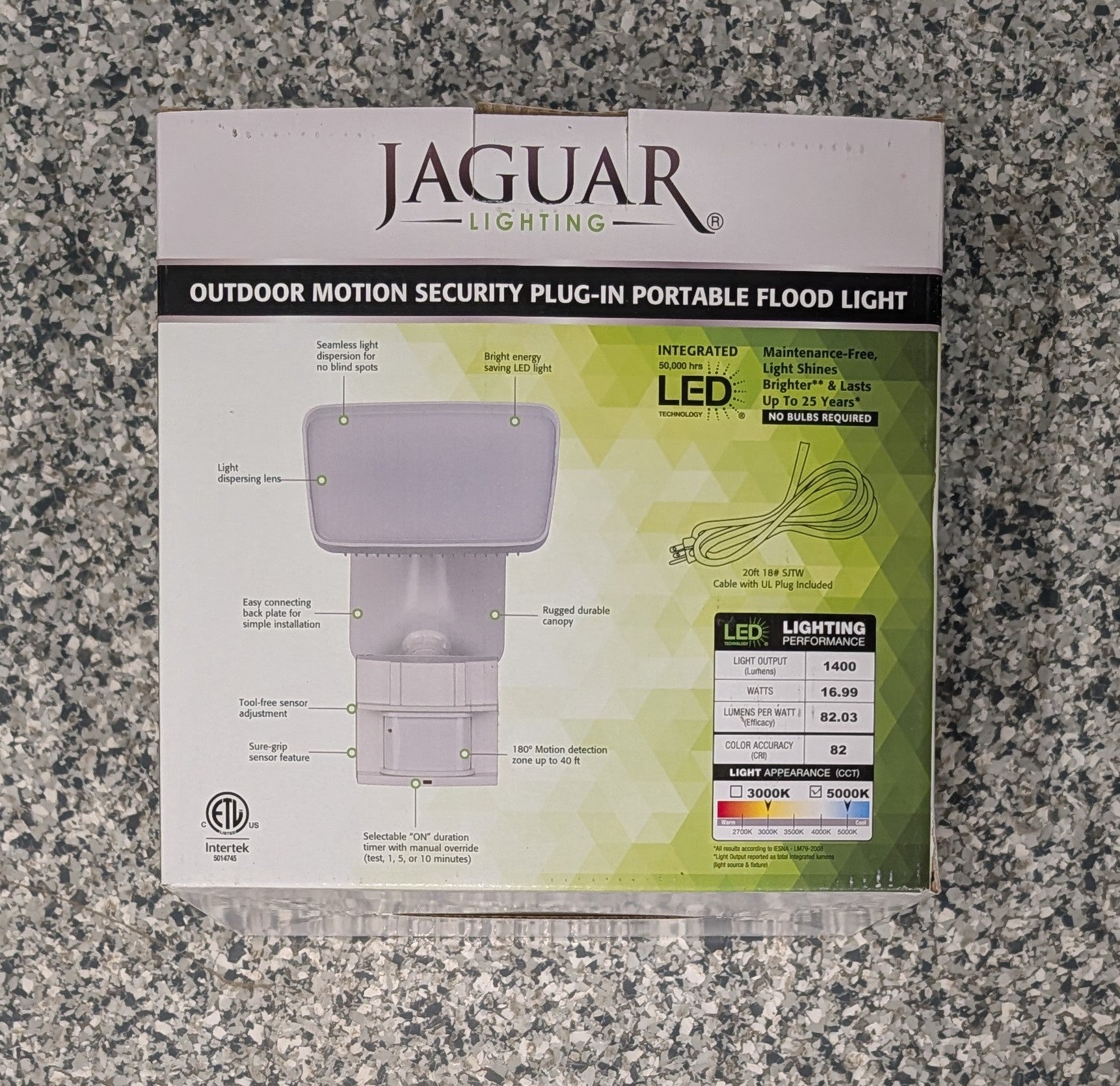 180-Degree White Motion Activated Outdoor Integrated LED Portable Plug-In Security Spot Light