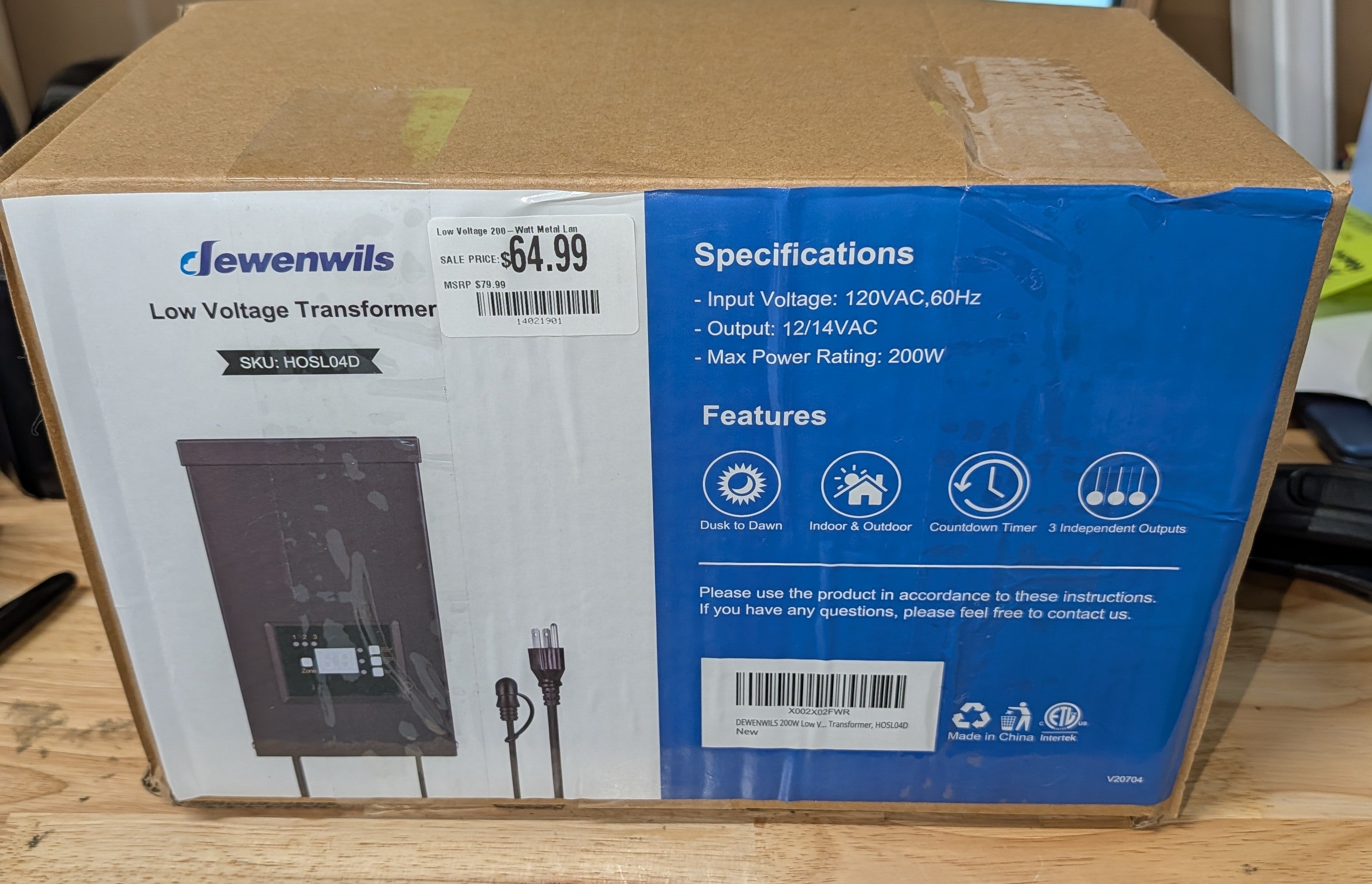 Low Voltage 200-Watt Metal Landscape Lighting Transformer with Timer and Photocell Sensor, 120V AC to 12V/14V AC