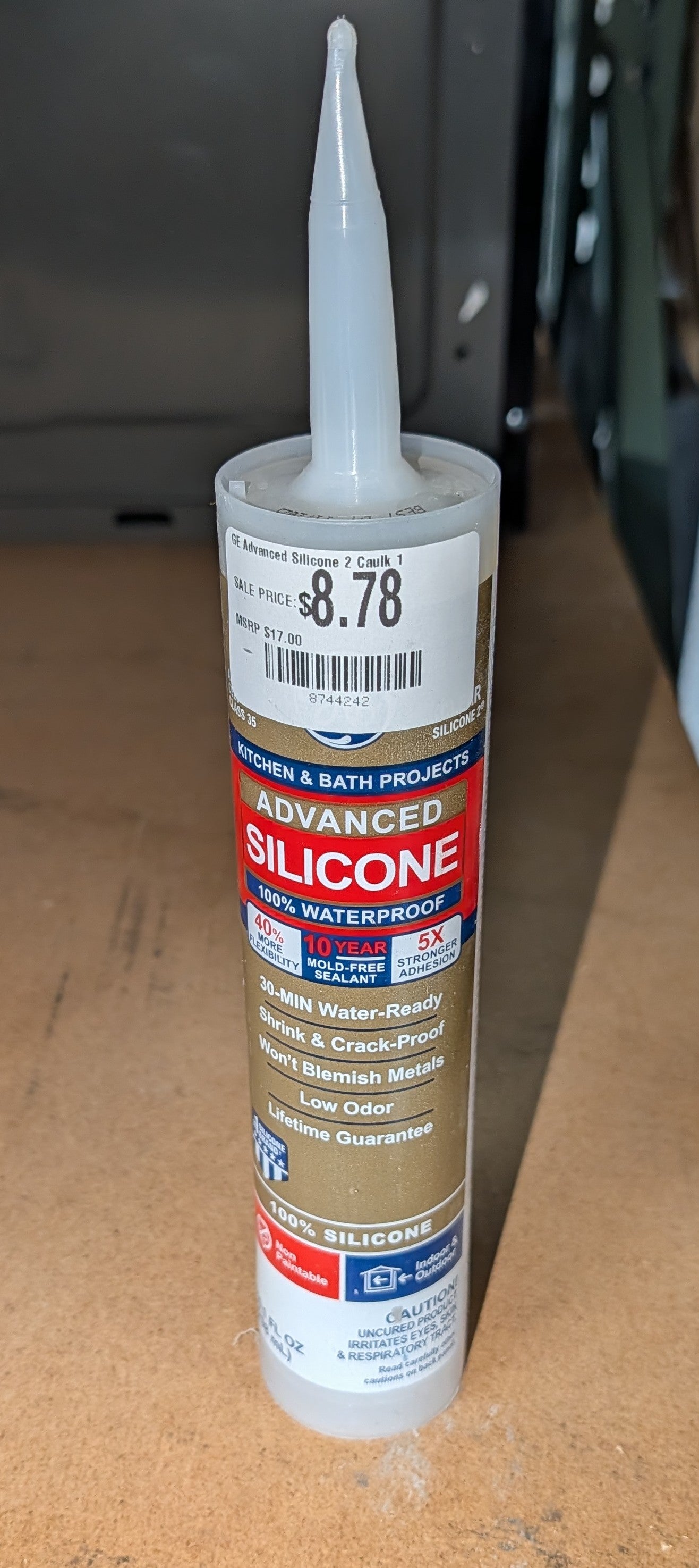 GE Advanced Silicone 2 Caulk 10.1 oz Kitchen and Bath Sealant Clear