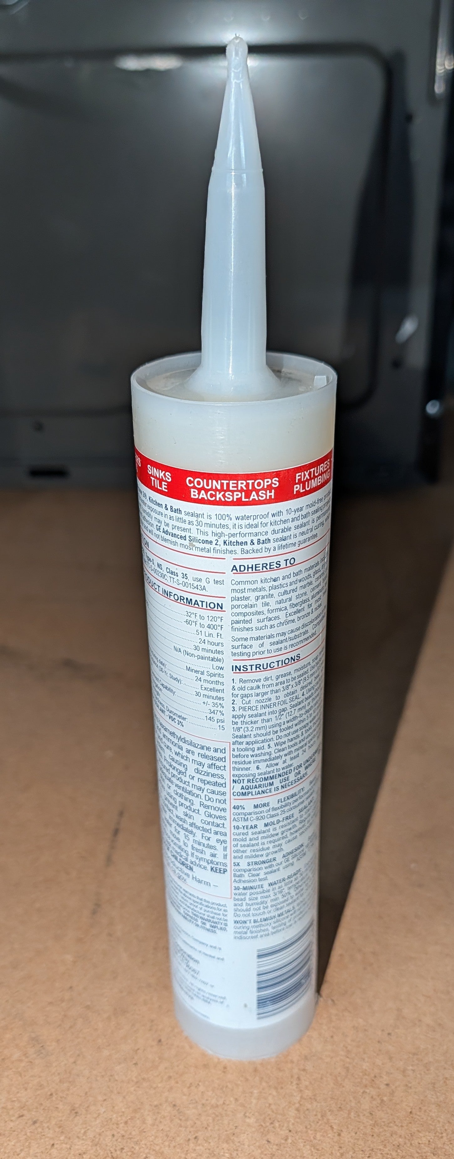 GE Advanced Silicone 2 Caulk 10.1 oz Kitchen and Bath Sealant Clear