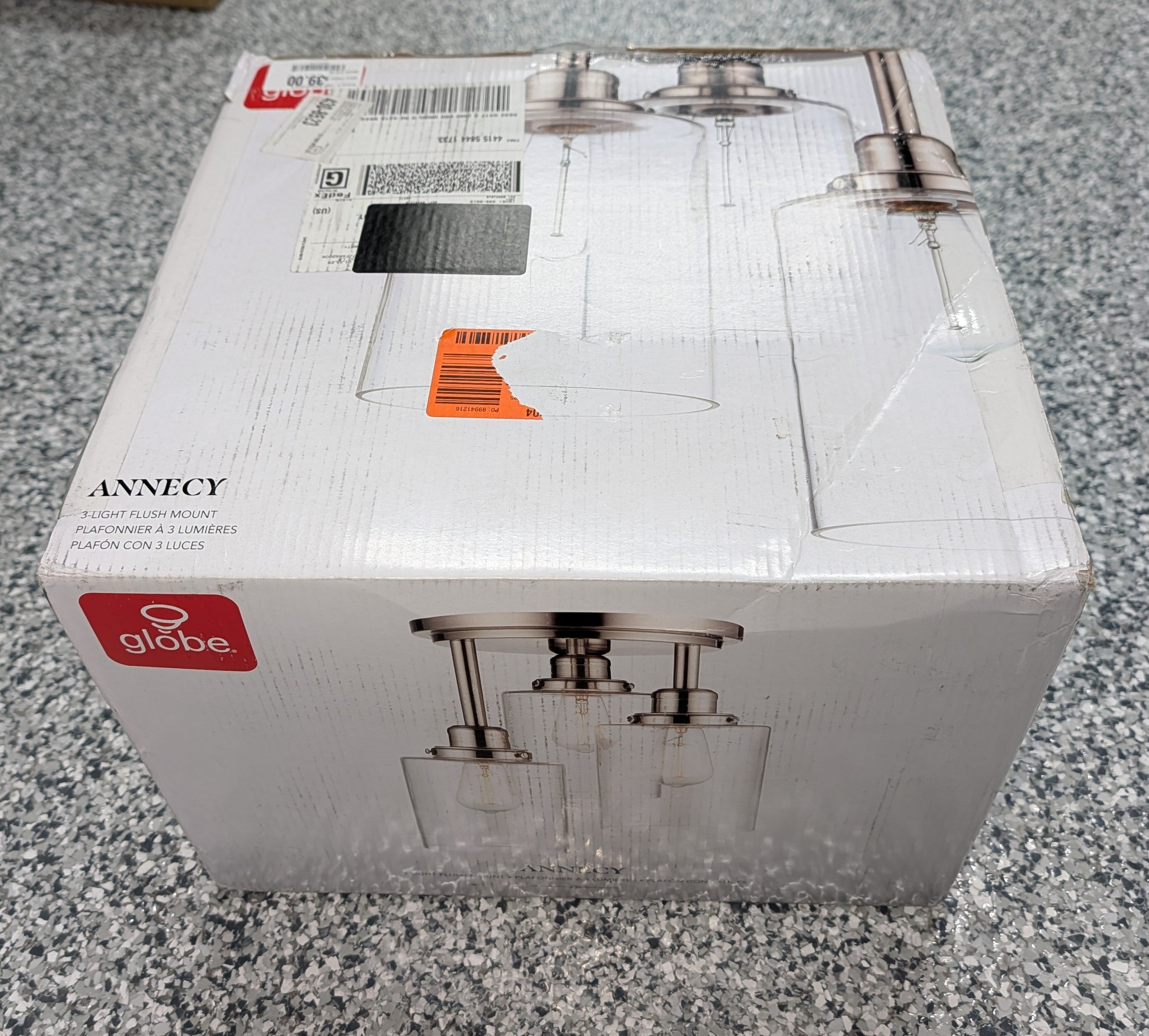 Annecy 3-Light Brushed Steel Semi-Flush Mount Ceiling Light with Clear Glass Shades