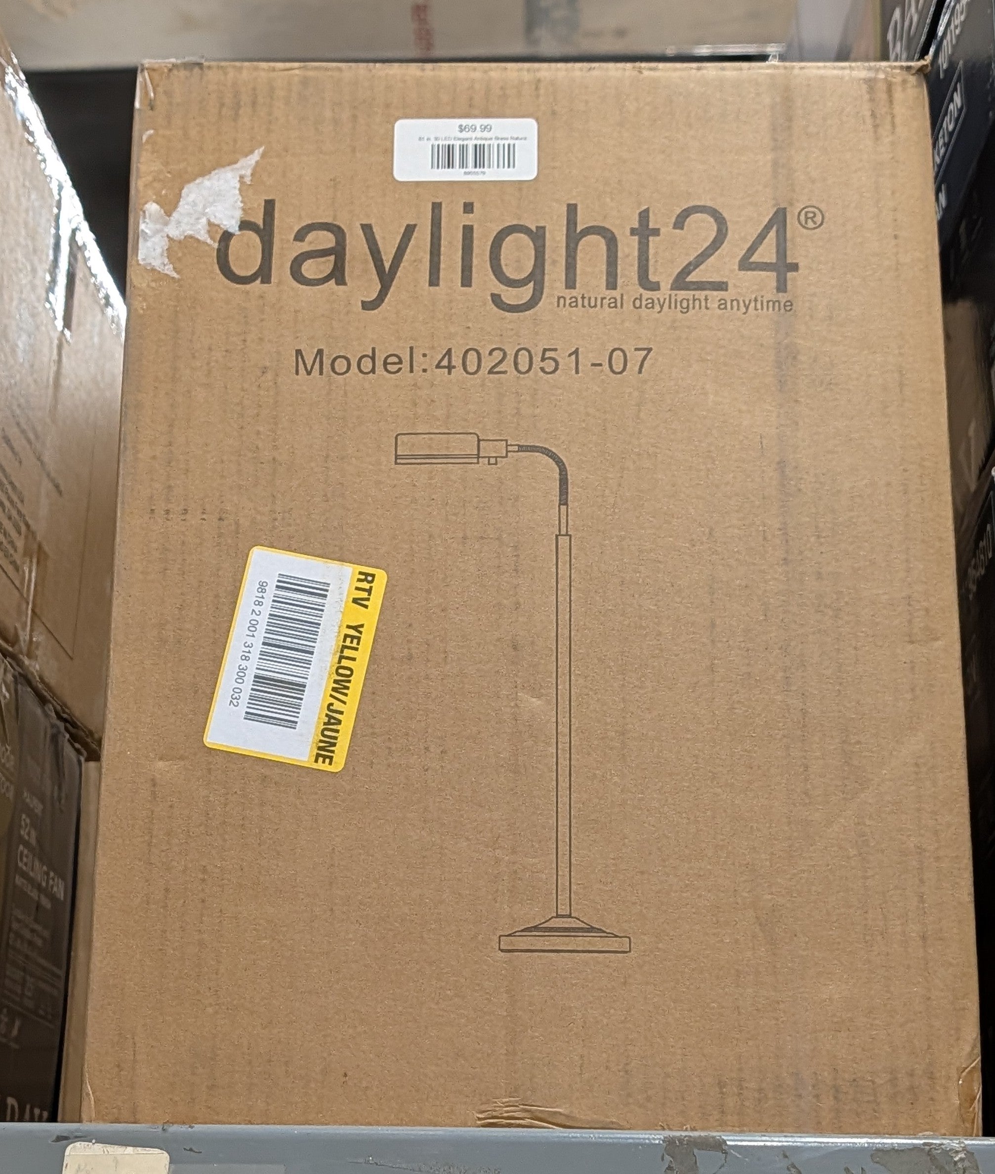 61 in. 30 LED Elegant Antique Brass Natural Daylight LED Dimmable Cordless Swing Arm Floor Lamp