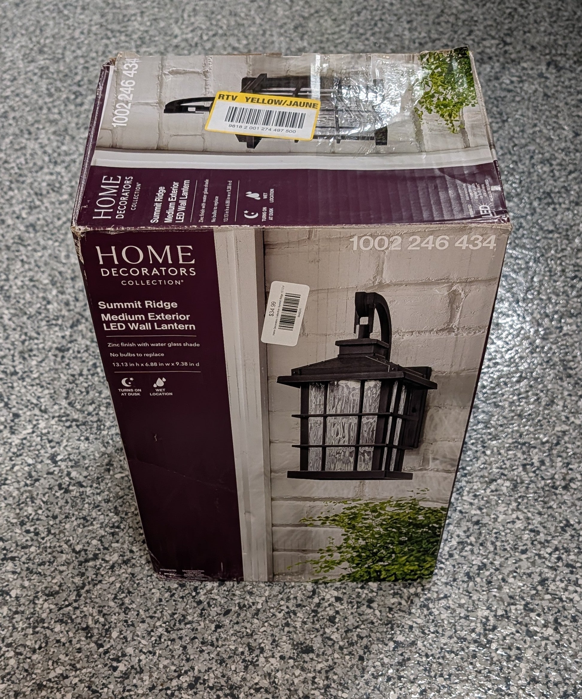 Home Decorators Collection Summit Ridge 13.13 in. Zinc Dusk to Dawn Integrated LED Outdoor Wall Lantern Sconce