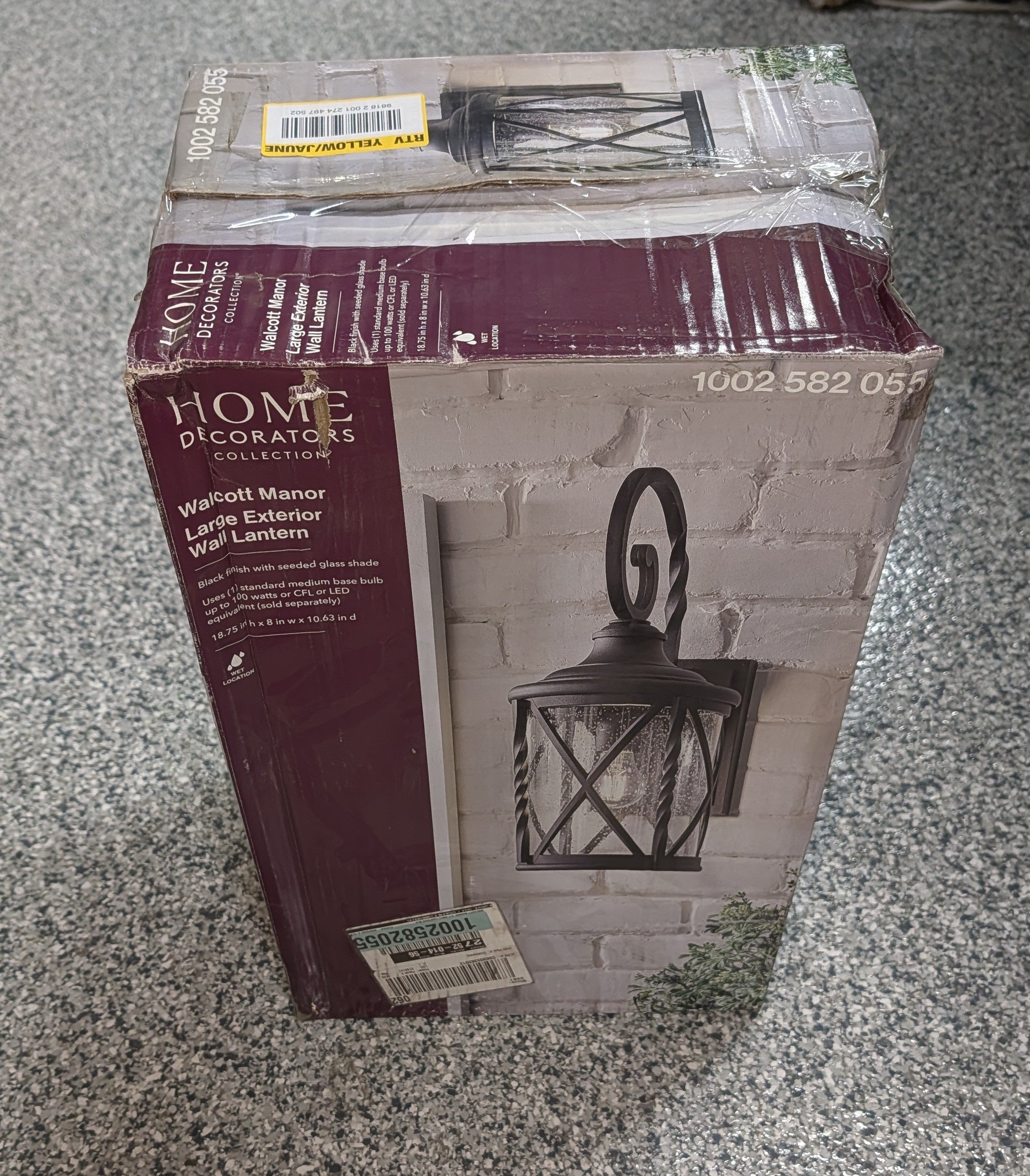 Walcott Manor 18.75 in. One Light Black Industrial Outdoor Wall Lantern Sconce with Clear Seeded Glass