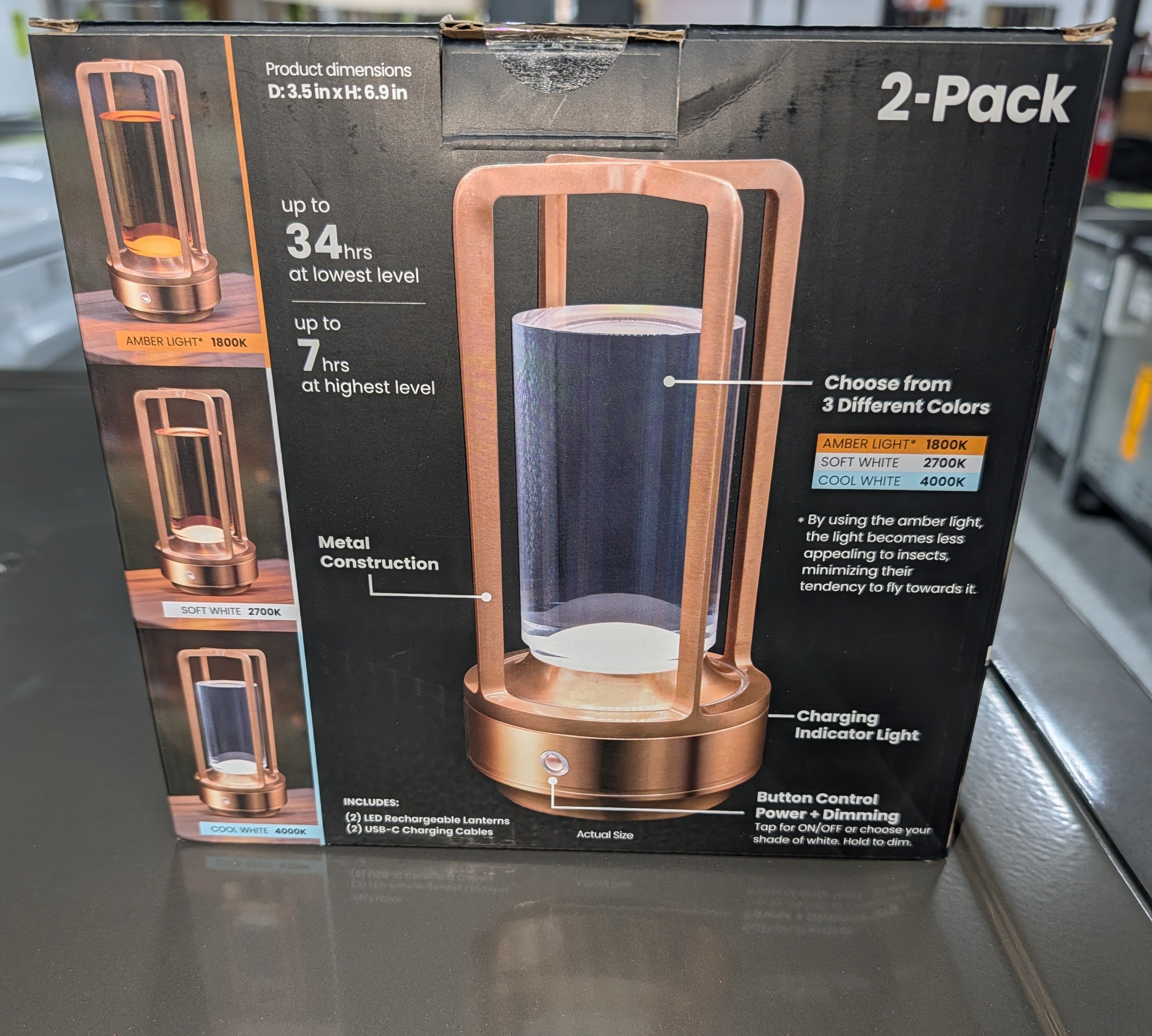 Feit Electric LED Rechargeable Lanterns, 2-pack
