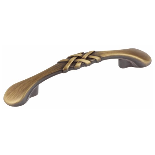 GlideRite 3 in. Center Classic Braided Cabinet Hardware Pull Handle Antique Brass