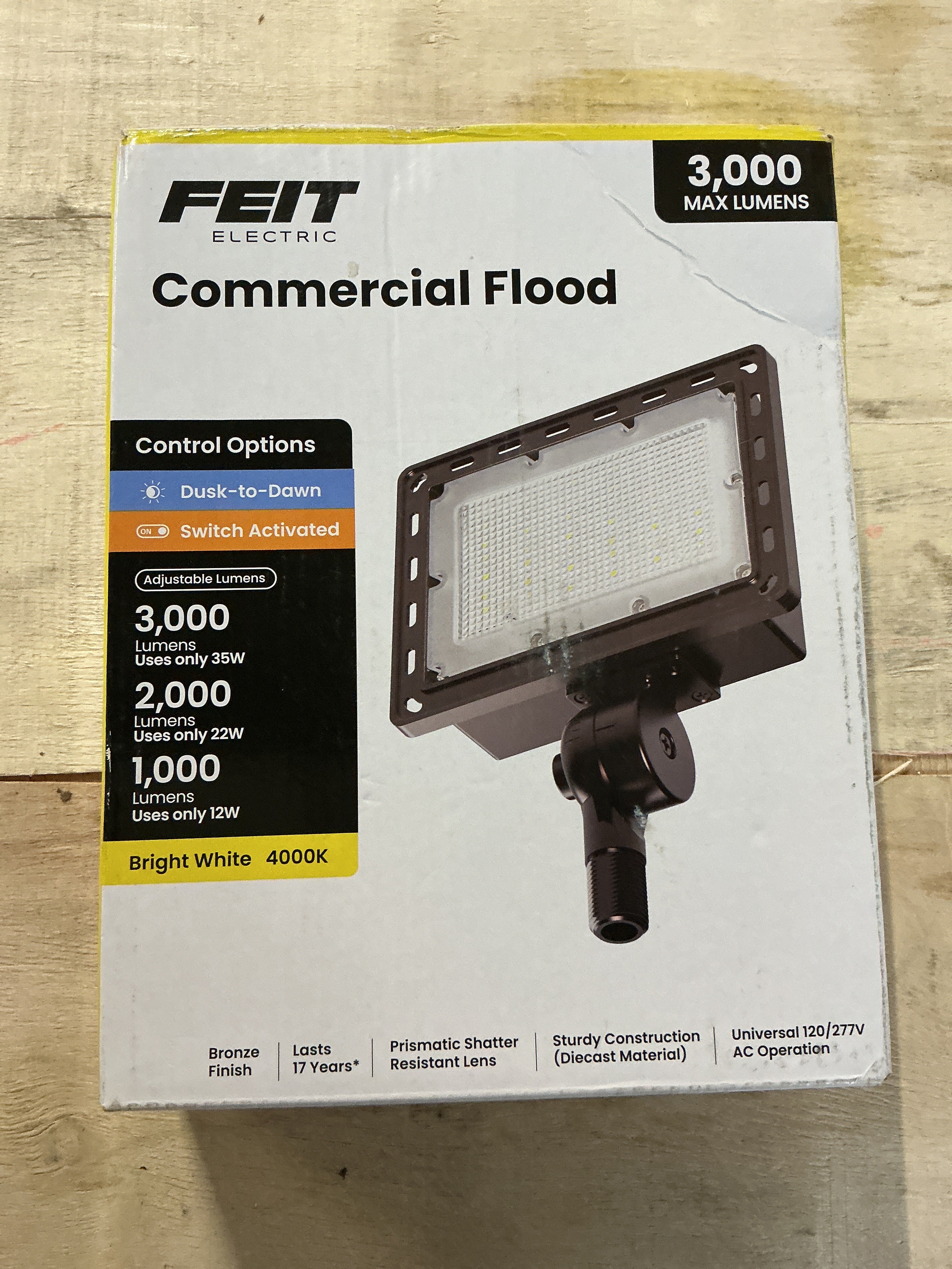 1000/2000/3000 Lumen Select Integrated LED Bronze Dusk to Dawn Commercial Ground/Wall Flood Light, 4000K
