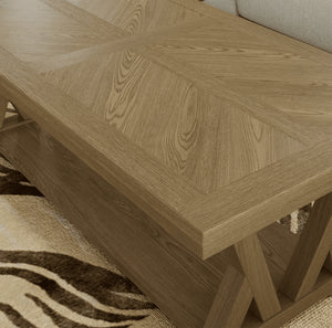 Flexsteel Lattice Coffee Table – Rustic Oak Finish - Stu's Home Improvement Outlet