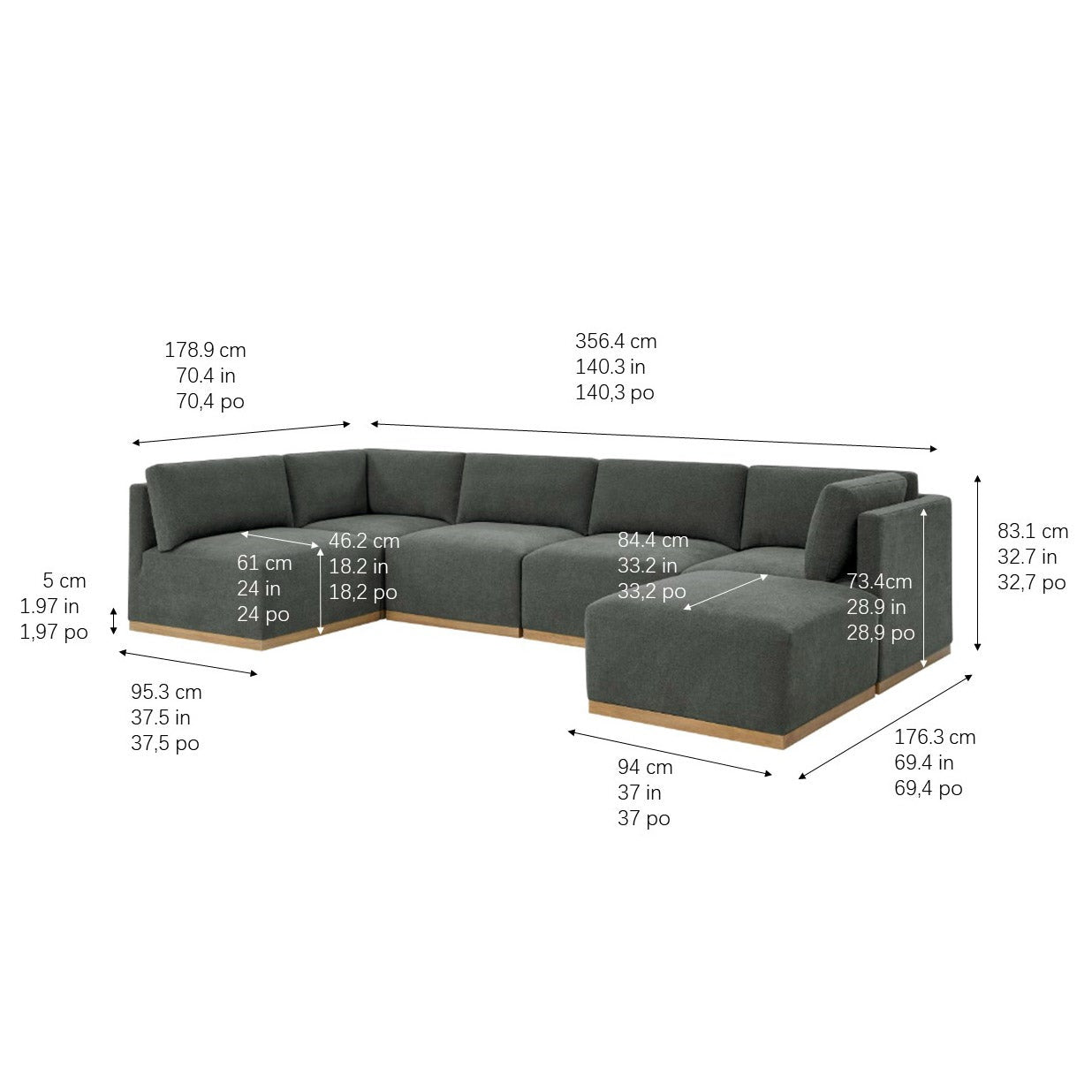 Henredon Murphy Fabric Modular Sectional with Ottoman