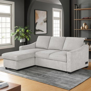 Coddle Aria Fabric Sleeper Sofa with Reversible Chaise and Storage, Beige or Dark Grey - Stu's Home Improvement Outlet