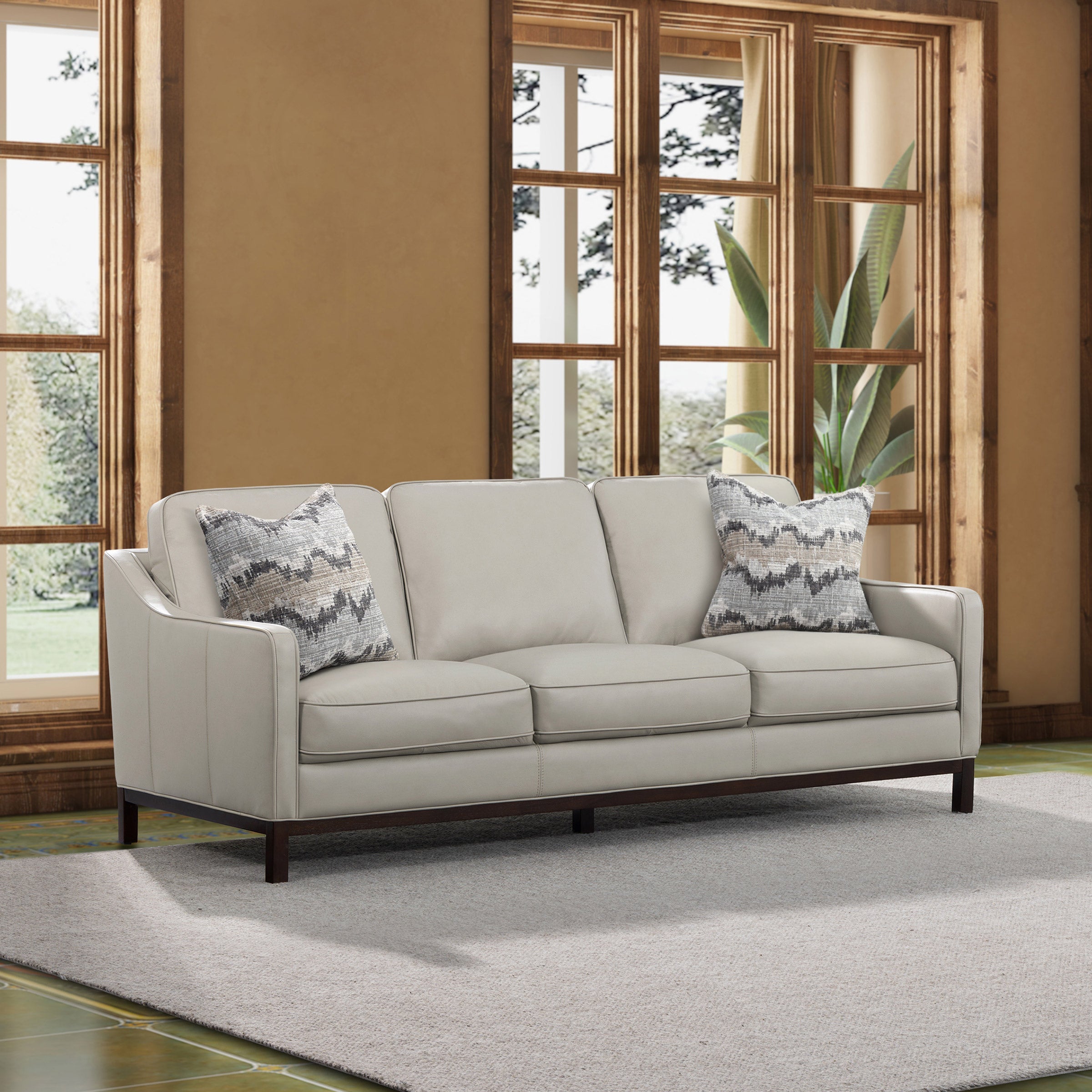Cream Leather Sofa