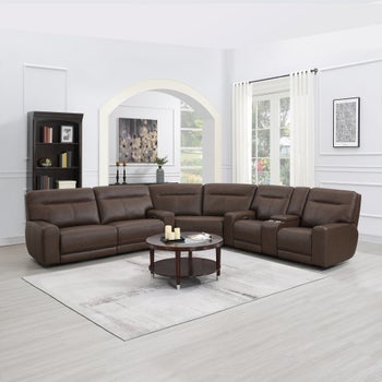 Atlas 3 - piece Leather Power Reclining Sectional with Power Headrests - Stu's Home Improvement Outlet