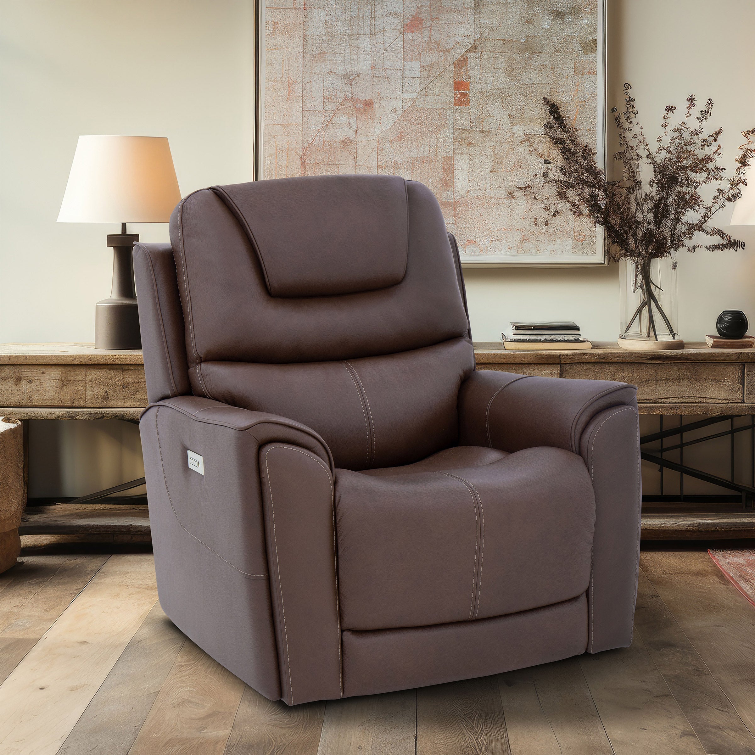 Leather Zero Gravity Power Recliner with Power Headrest