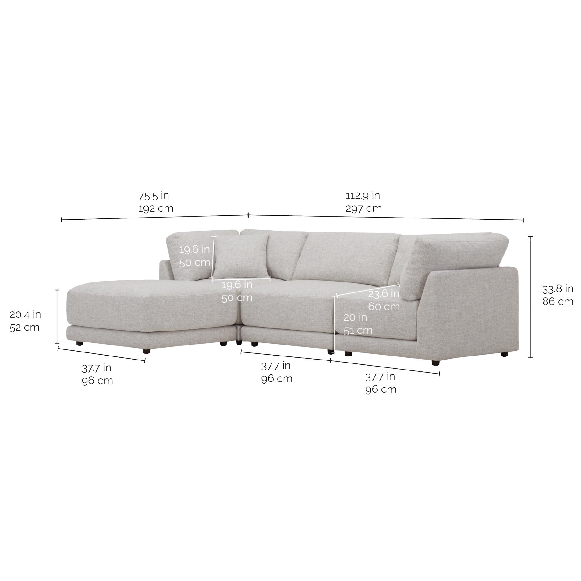 Dayna 4 - piece Fabric Modular Sectional - Stu's Home Improvement Outlet