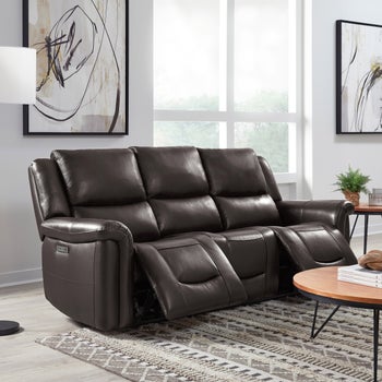Alba Leather Power Reclining Sofa with Power Headrests - Stu's Home Improvement Outlet